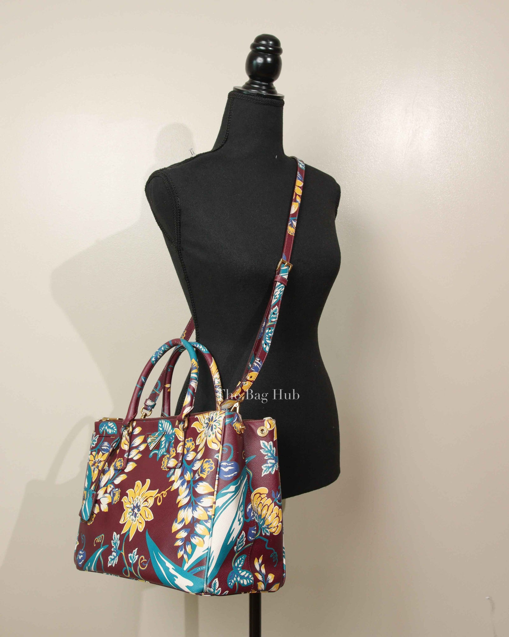 Prada Floral Saffiano Leather Galleria Medium Tote Bag BN2274