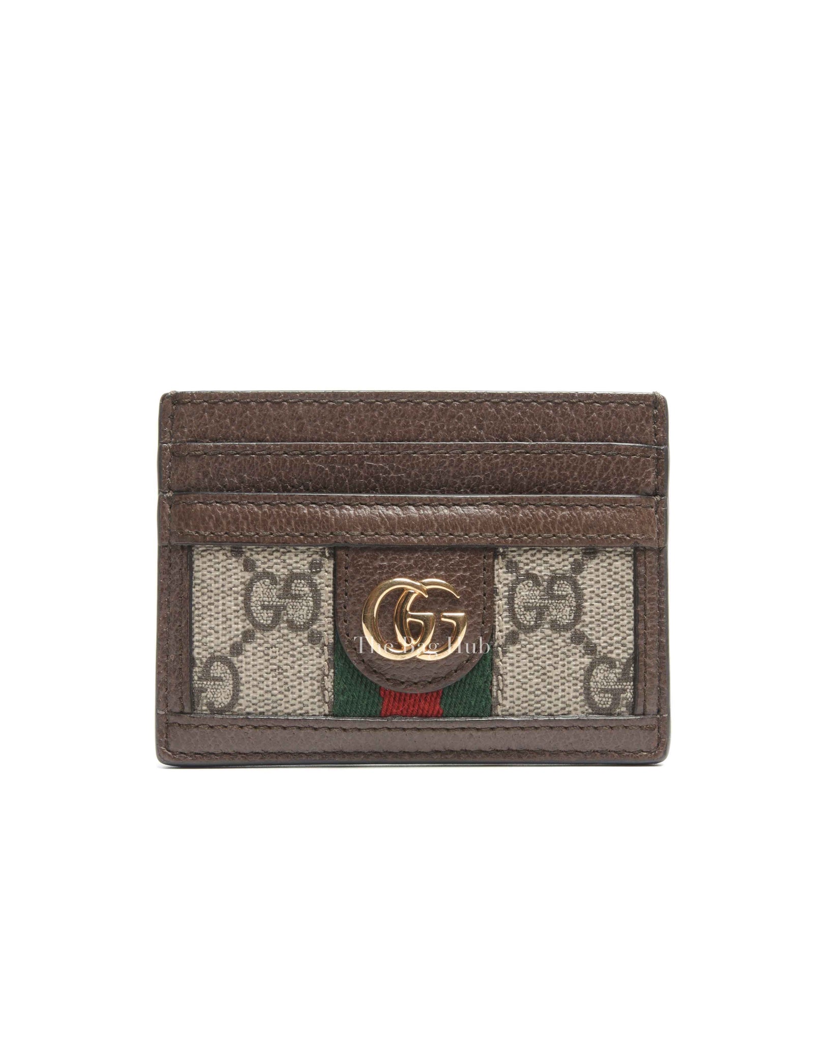 Gucci Beige/Dark Brown Monogram Canvas Ophidia Card Holder