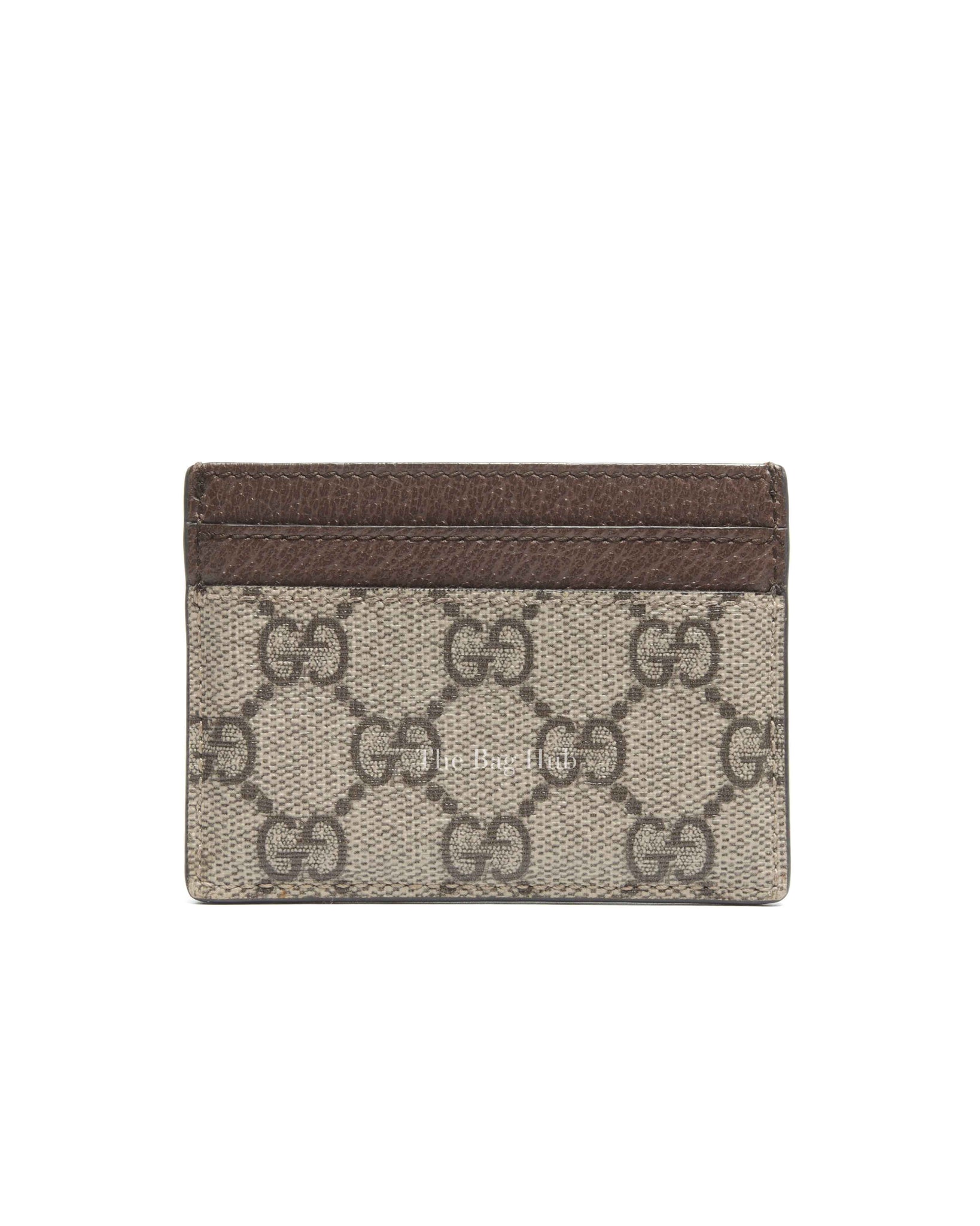 Gucci Beige/Dark Brown Monogram Canvas Ophidia Card Holder