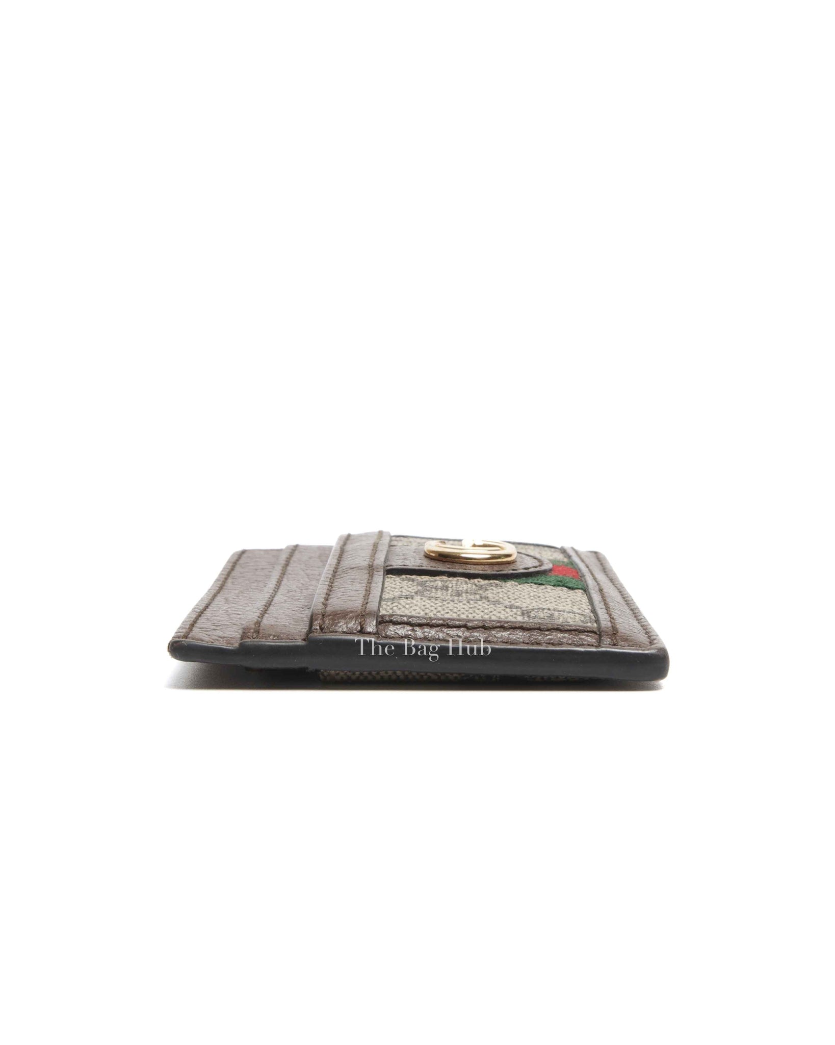 Gucci Beige/Dark Brown Monogram Canvas Ophidia Card Holder