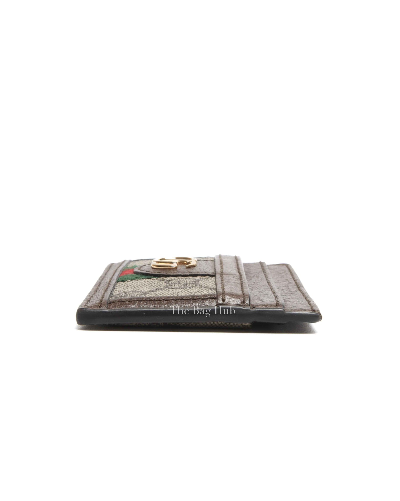 Gucci Beige/Dark Brown Monogram Canvas Ophidia Card Holder