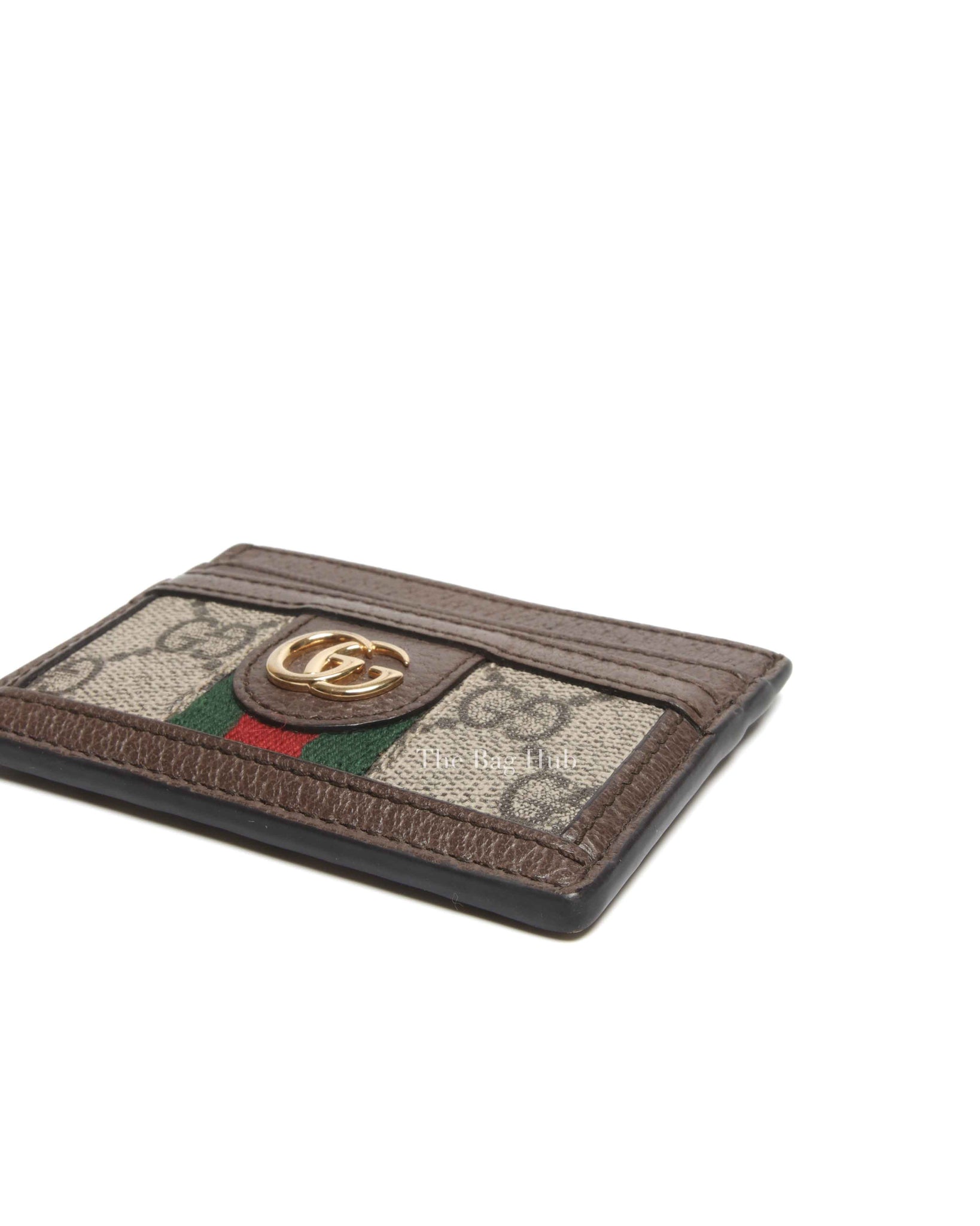 Gucci Beige/Dark Brown Monogram Canvas Ophidia Card Holder