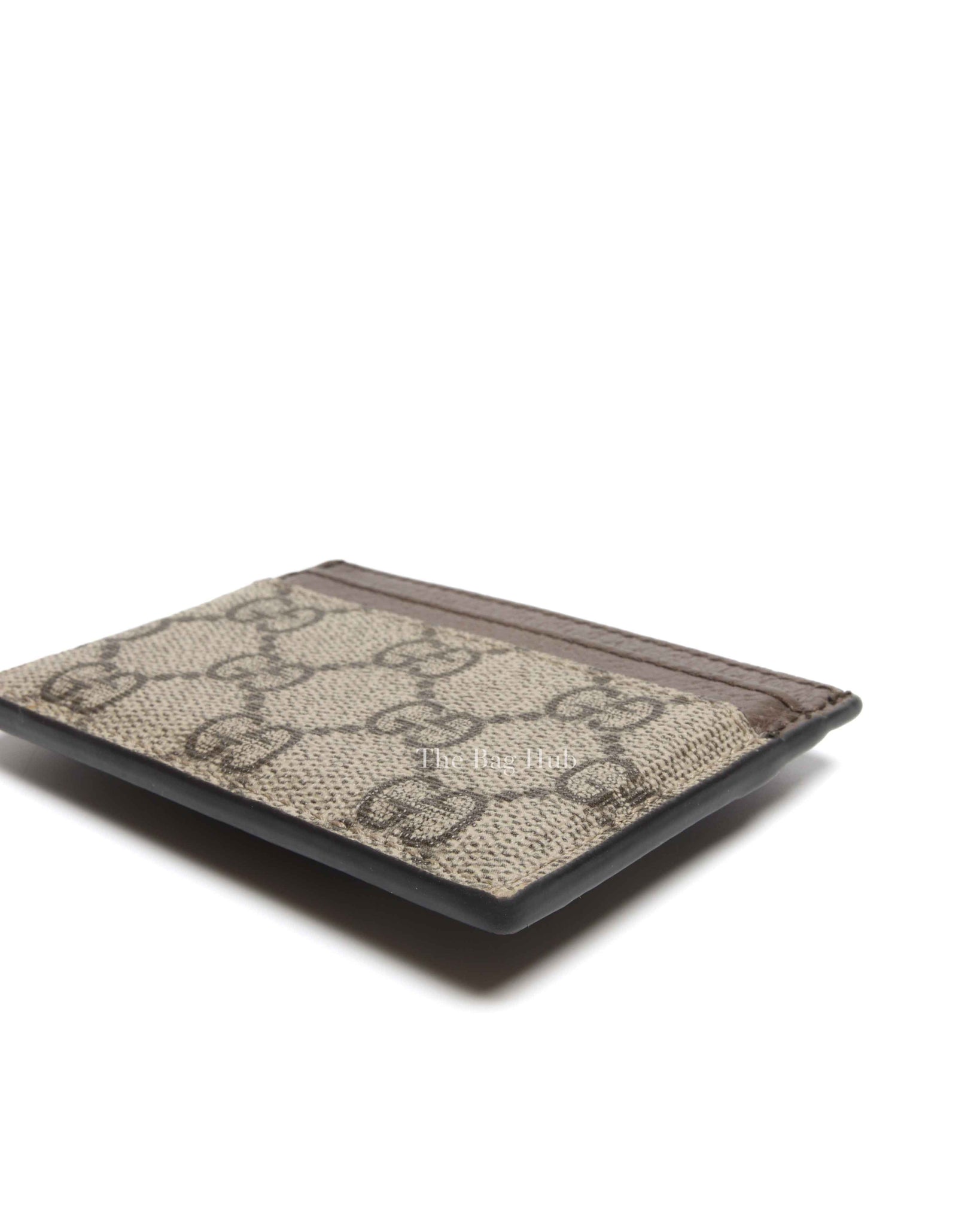 Gucci Beige/Dark Brown Monogram Canvas Ophidia Card Holder