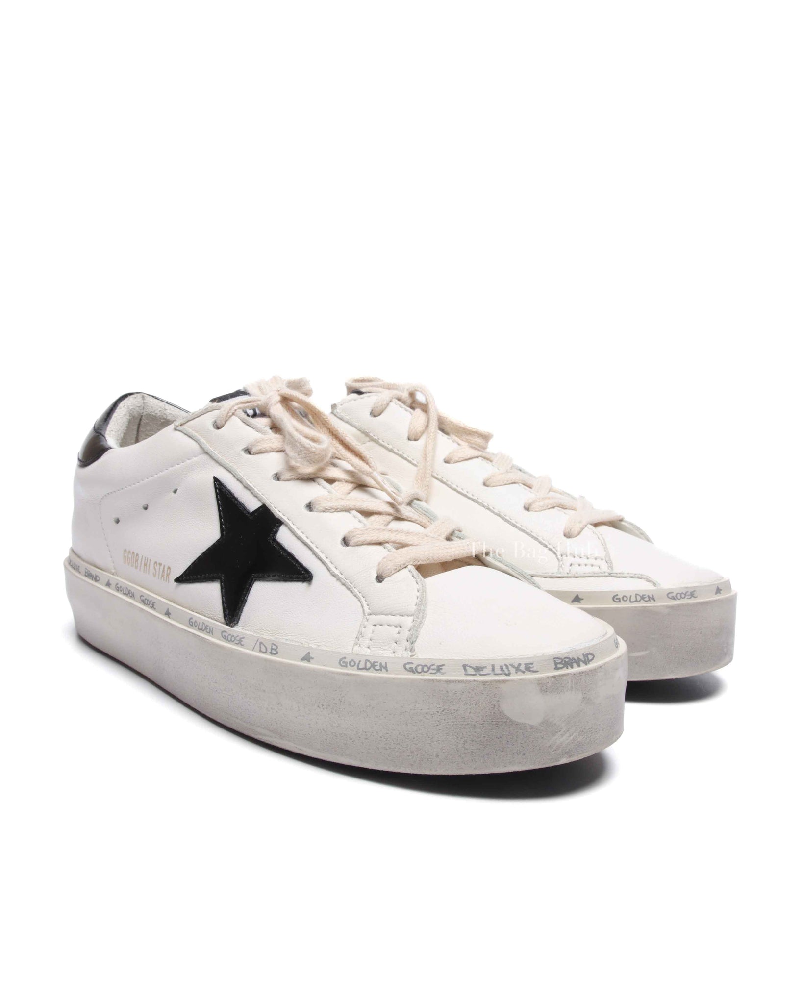 Golden Goose White/Black Hi Star Low Top Sneakers Size 37