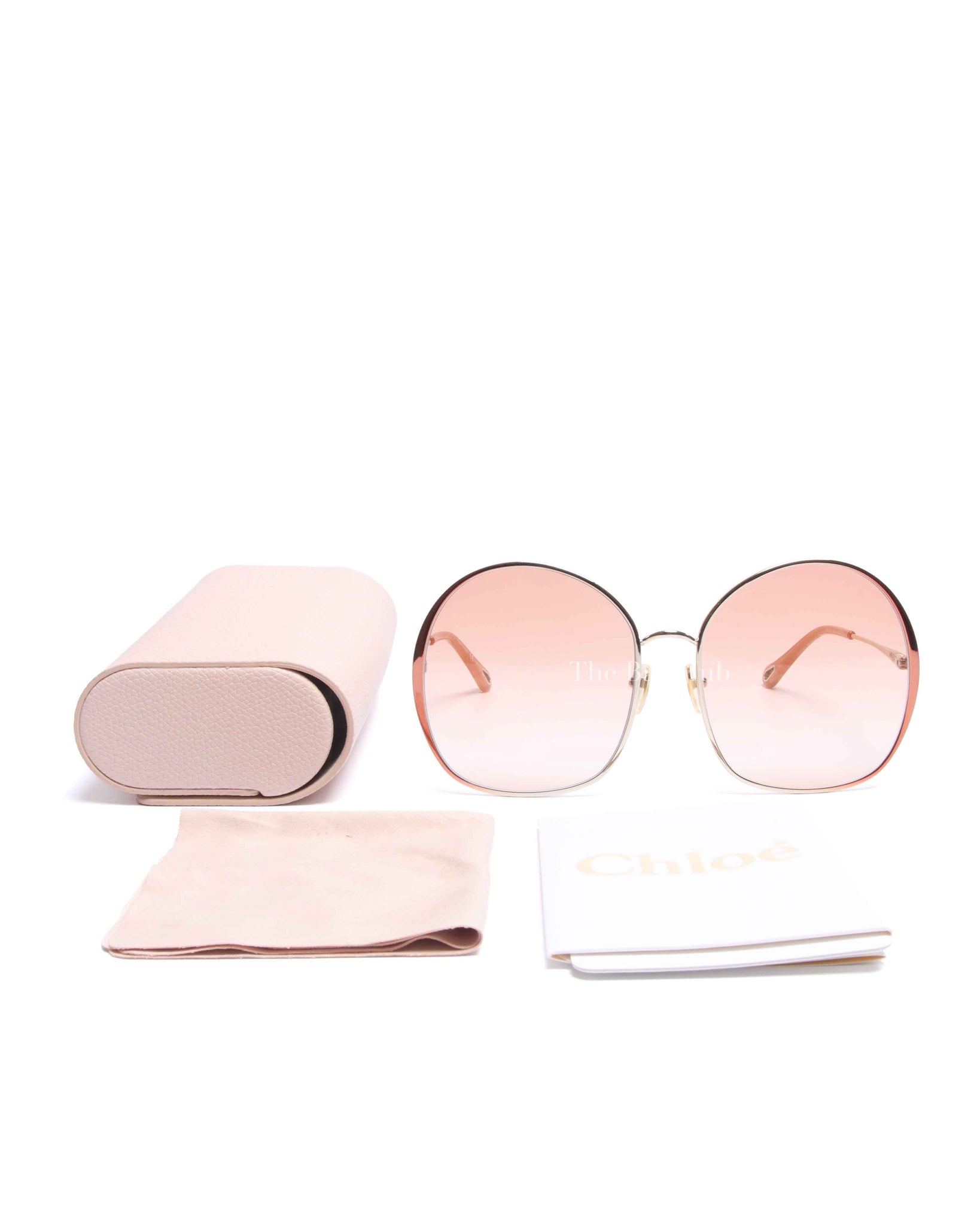Chloe Nude/Orange Gradient Metal Oversized Round Sunglasses CH0014S