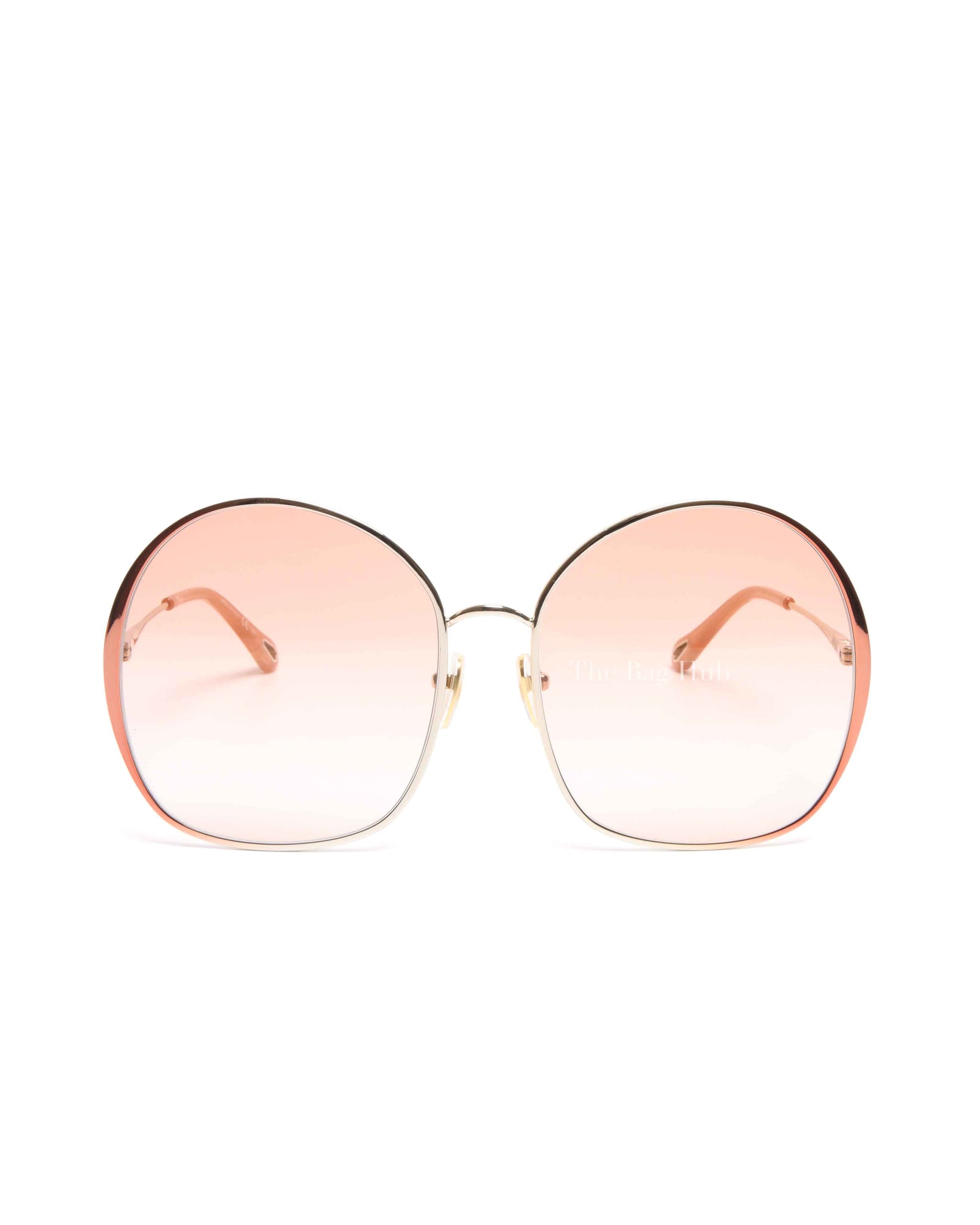 Chloe Nude/Orange Gradient Metal Oversized Round Sunglasses CH0014S