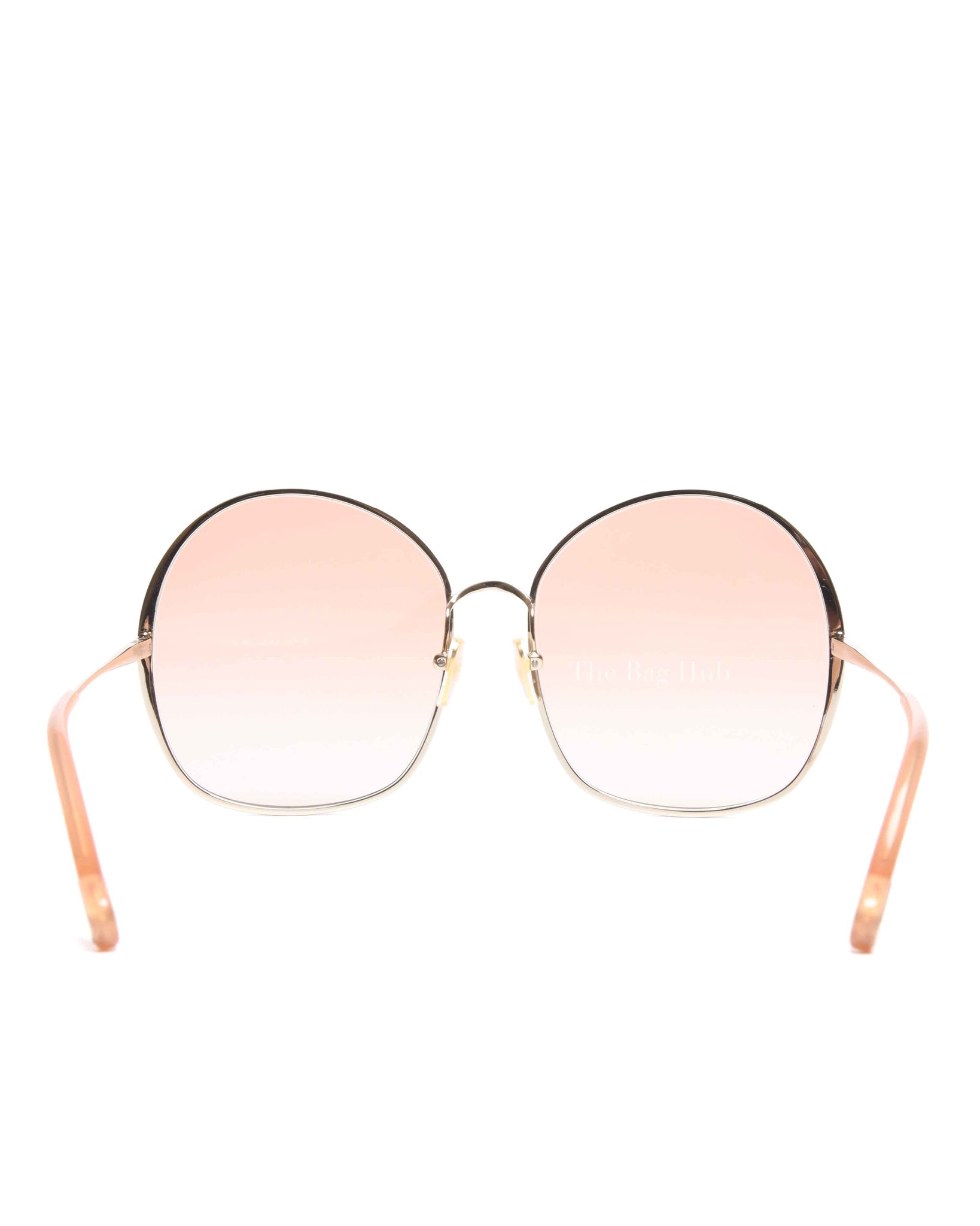 Chloe Nude/Orange Gradient Metal Oversized Round Sunglasses CH0014S