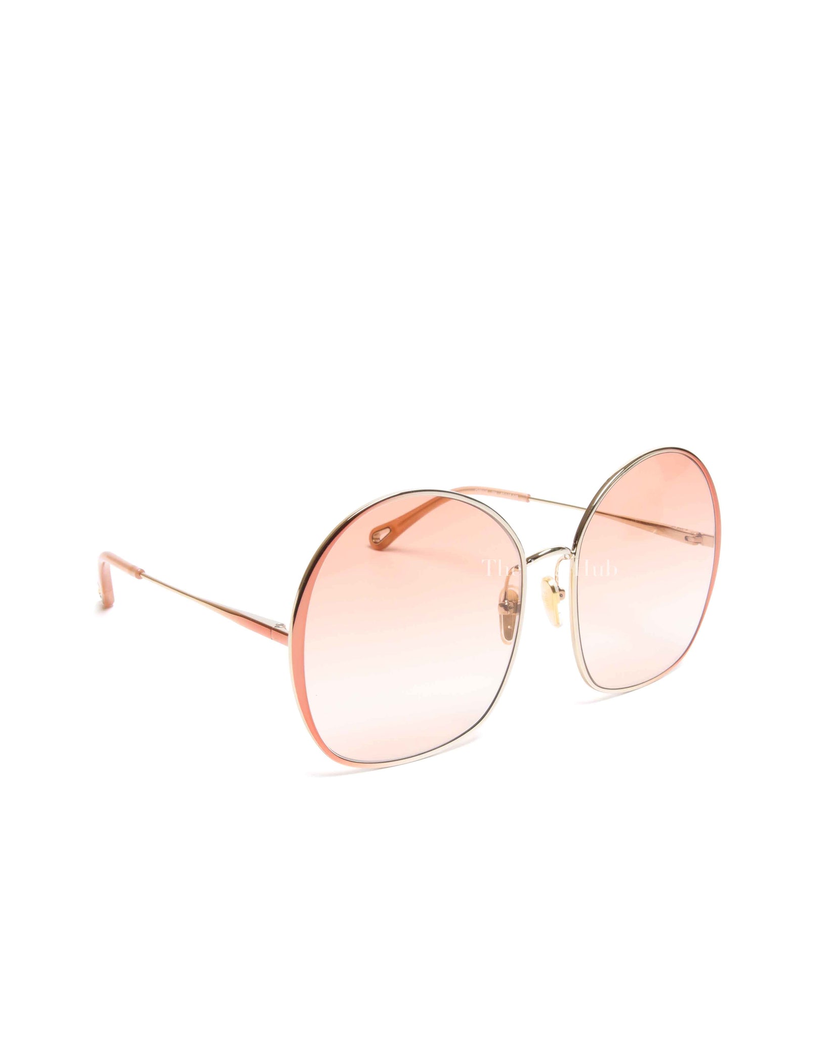 Chloe Nude/Orange Gradient Metal Oversized Round Sunglasses CH0014S