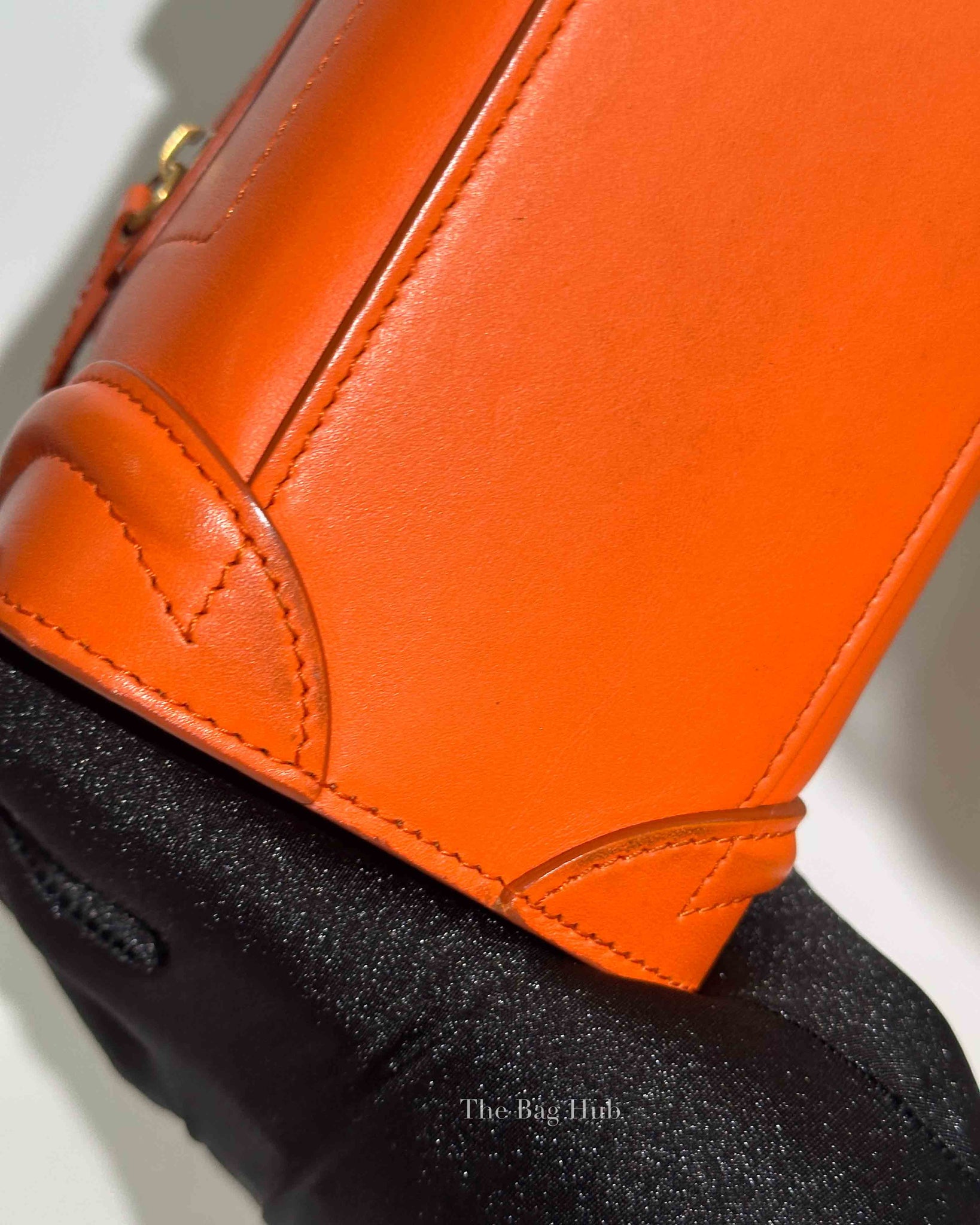 Celine Orange Leather Nano Luggage Tote Bag