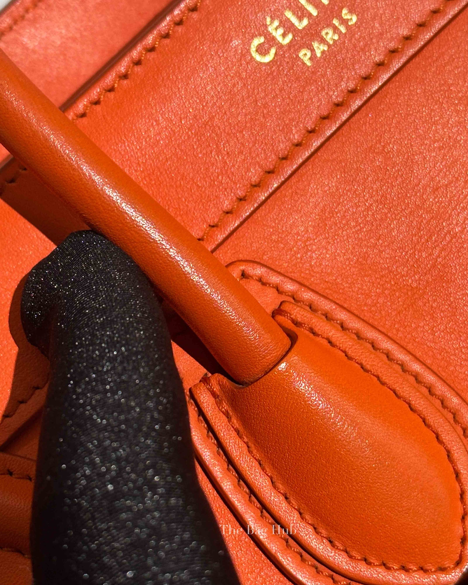 Celine Orange Leather Nano Luggage Tote Bag