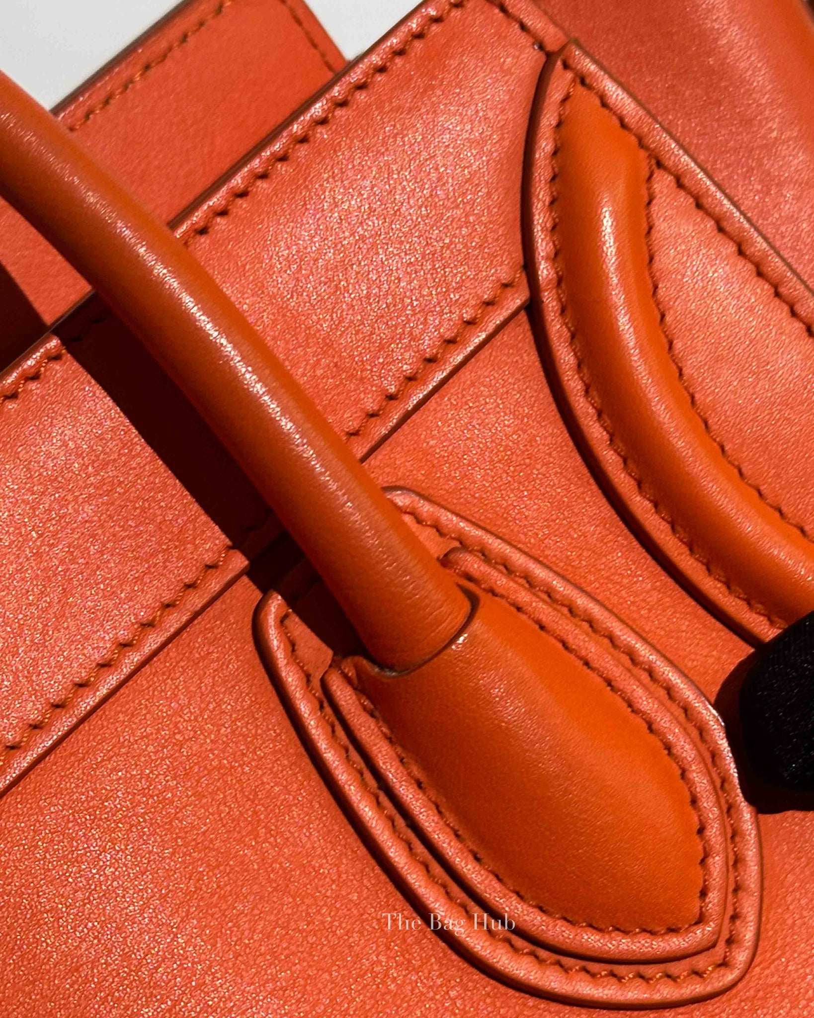 Celine Orange Leather Nano Luggage Tote Bag