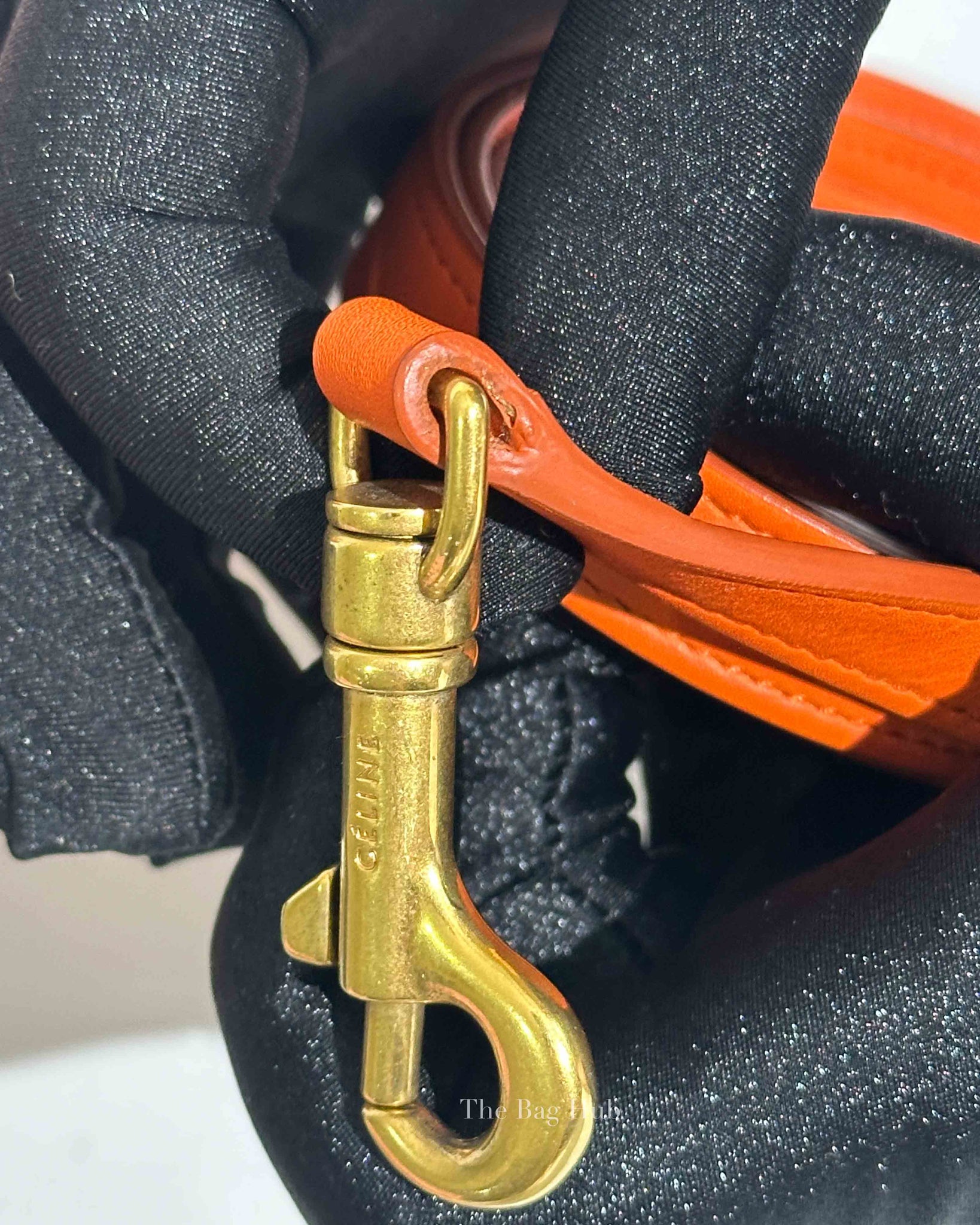 Celine Orange Leather Nano Luggage Tote Bag