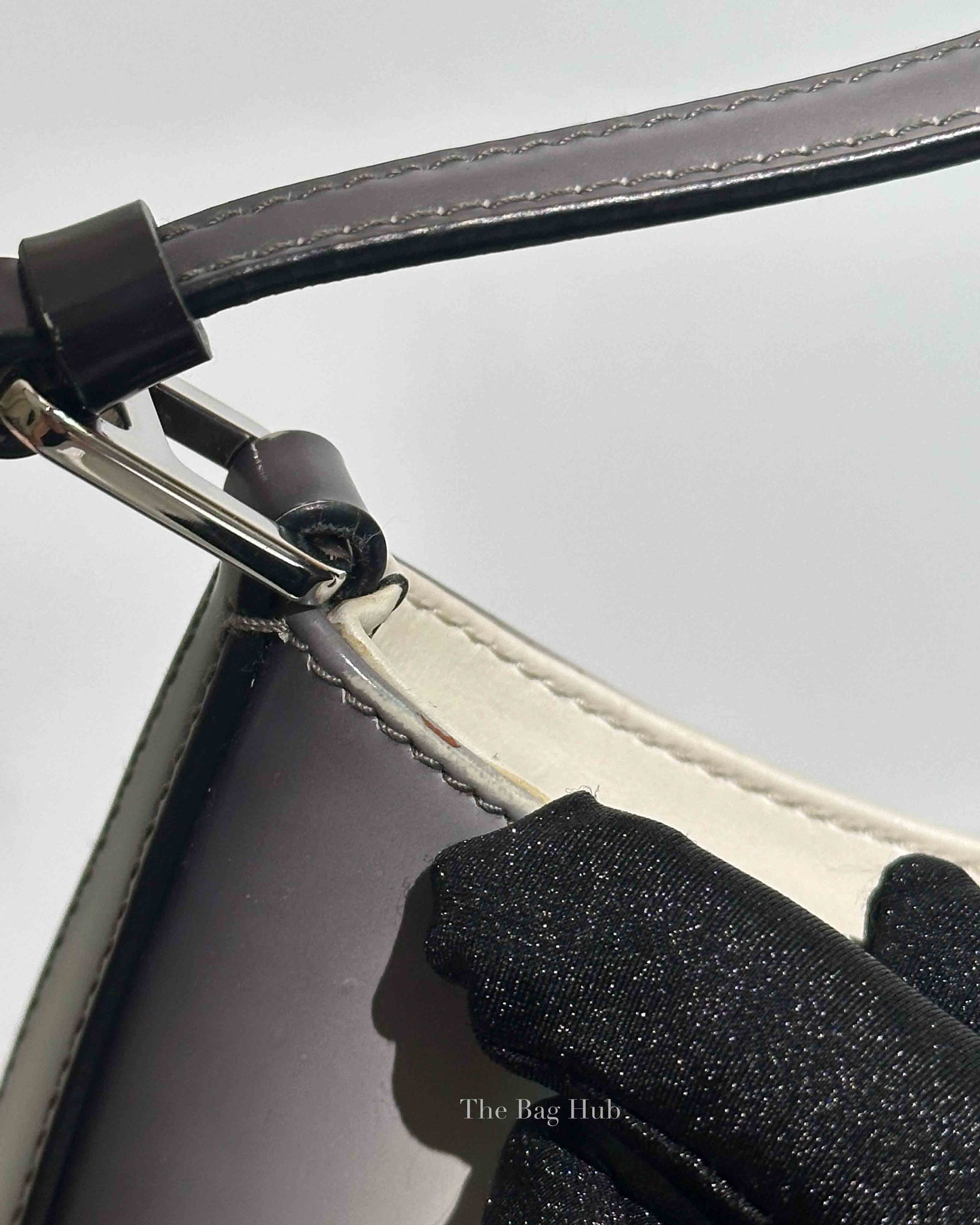 Prada Black/White Ombre Brushed Leather Cleo Small Bag