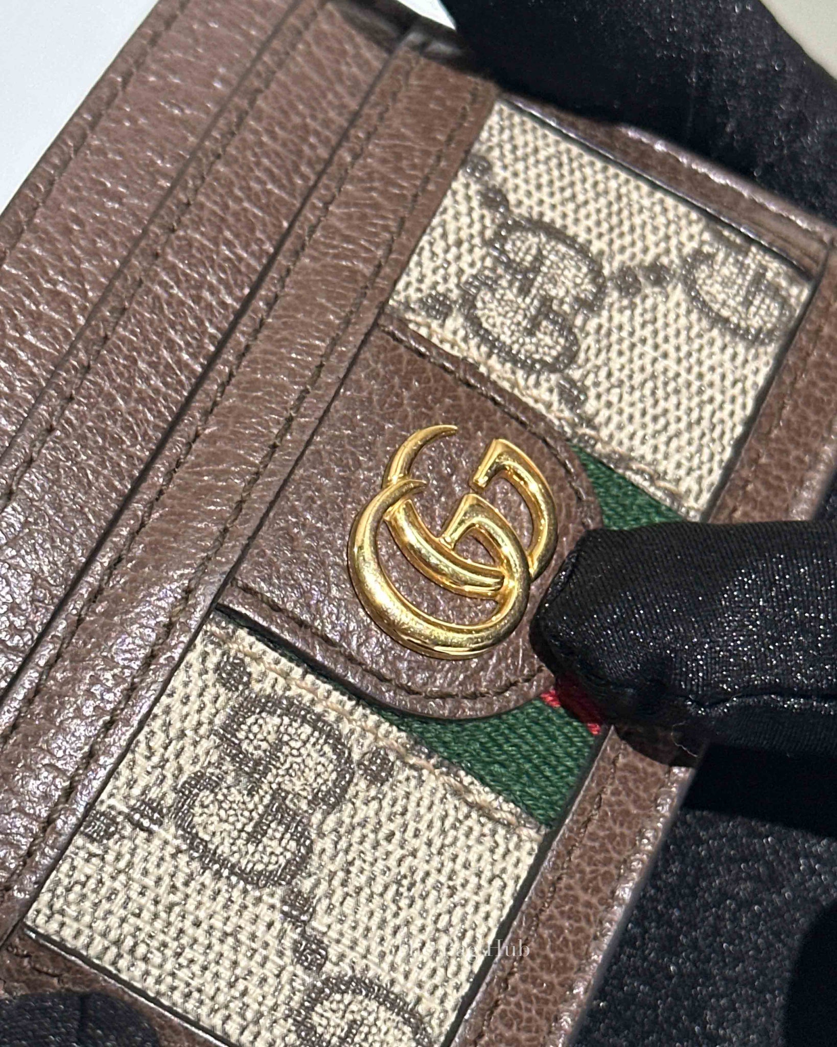 Gucci Beige/Dark Brown Monogram Canvas Ophidia Card Holder