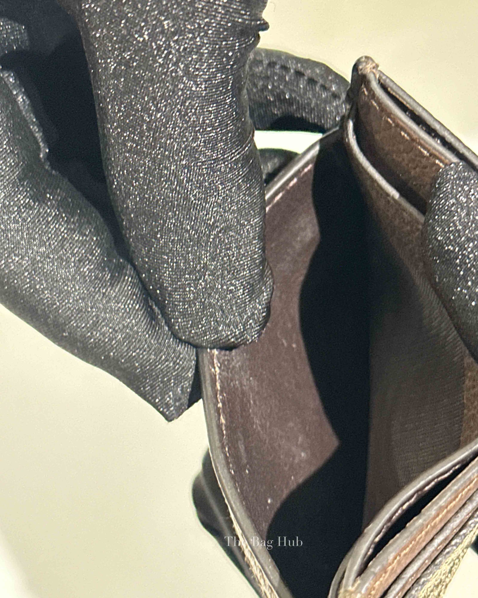 Gucci Beige/Dark Brown Monogram Canvas Ophidia Card Holder