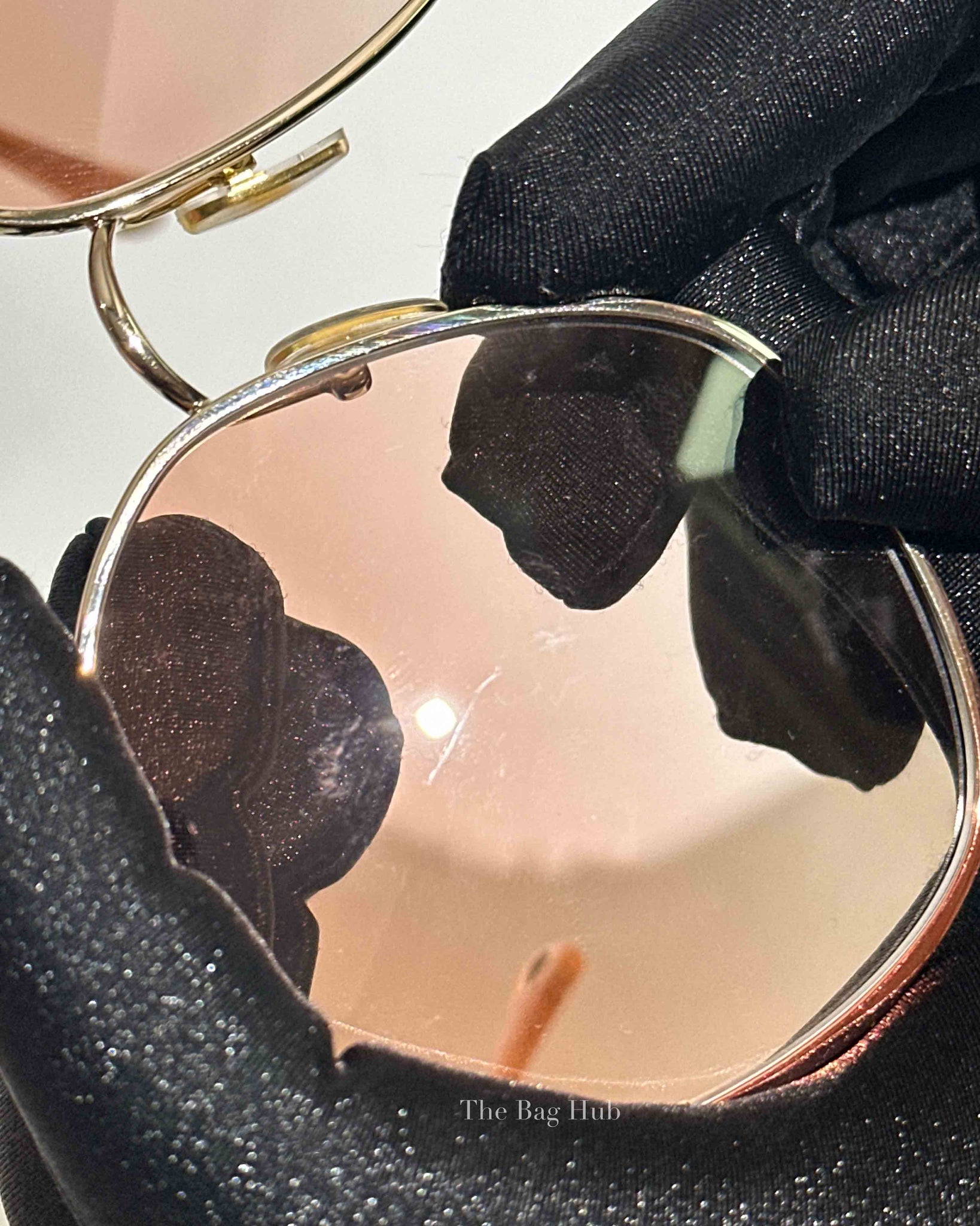 Chloe Nude/Orange Gradient Metal Oversized Round Sunglasses CH0014S