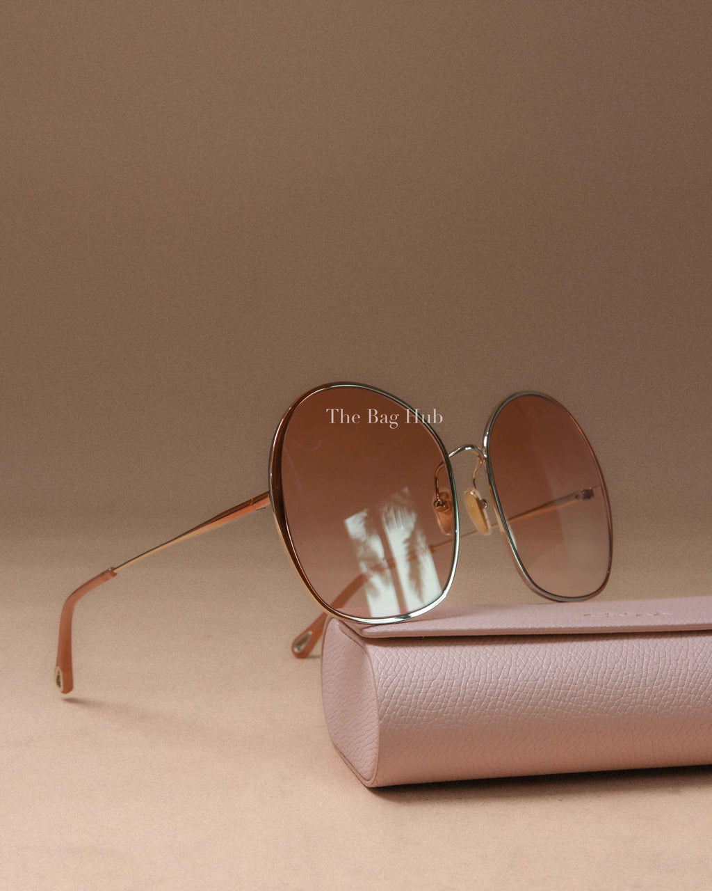 Chloe Nude/Orange Gradient Metal Oversized Round Sunglasses CH0014S