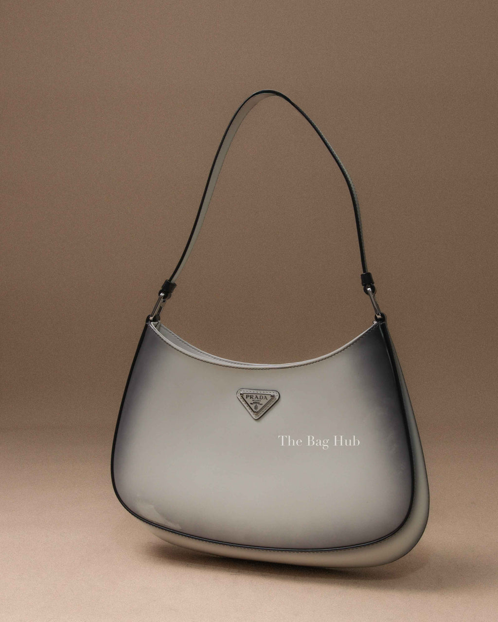 Prada Black/White Ombre Brushed Leather Cleo Small Bag