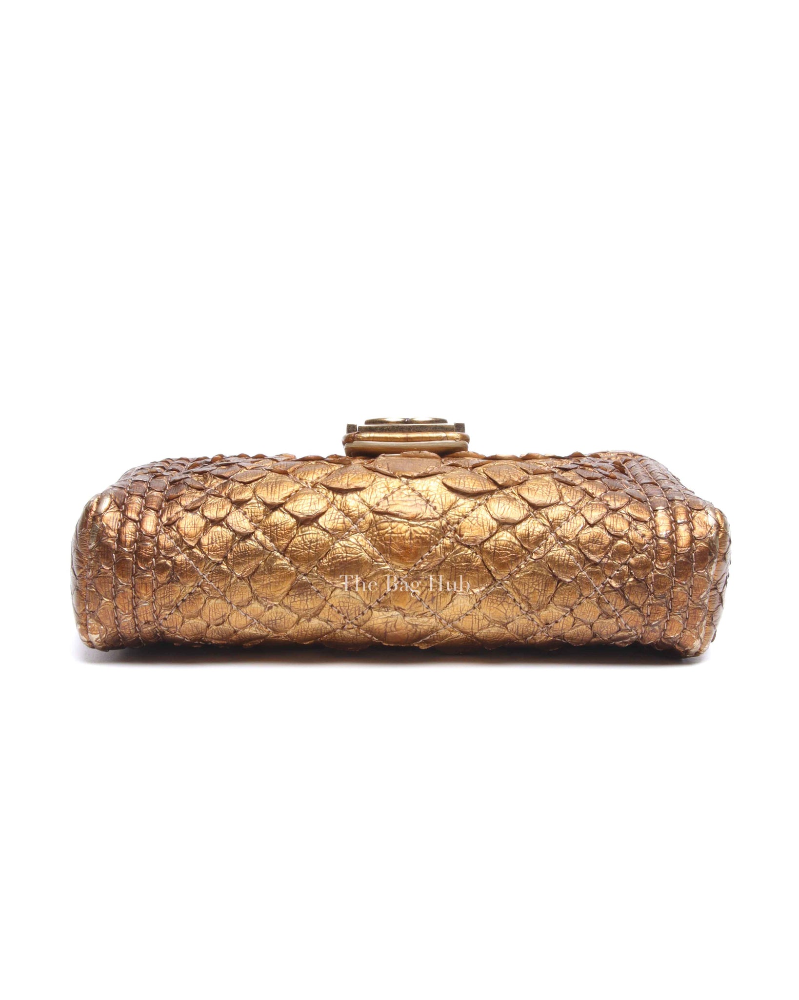 Chanel Gold Python Leather Phone Holder Chain Clutch GHW