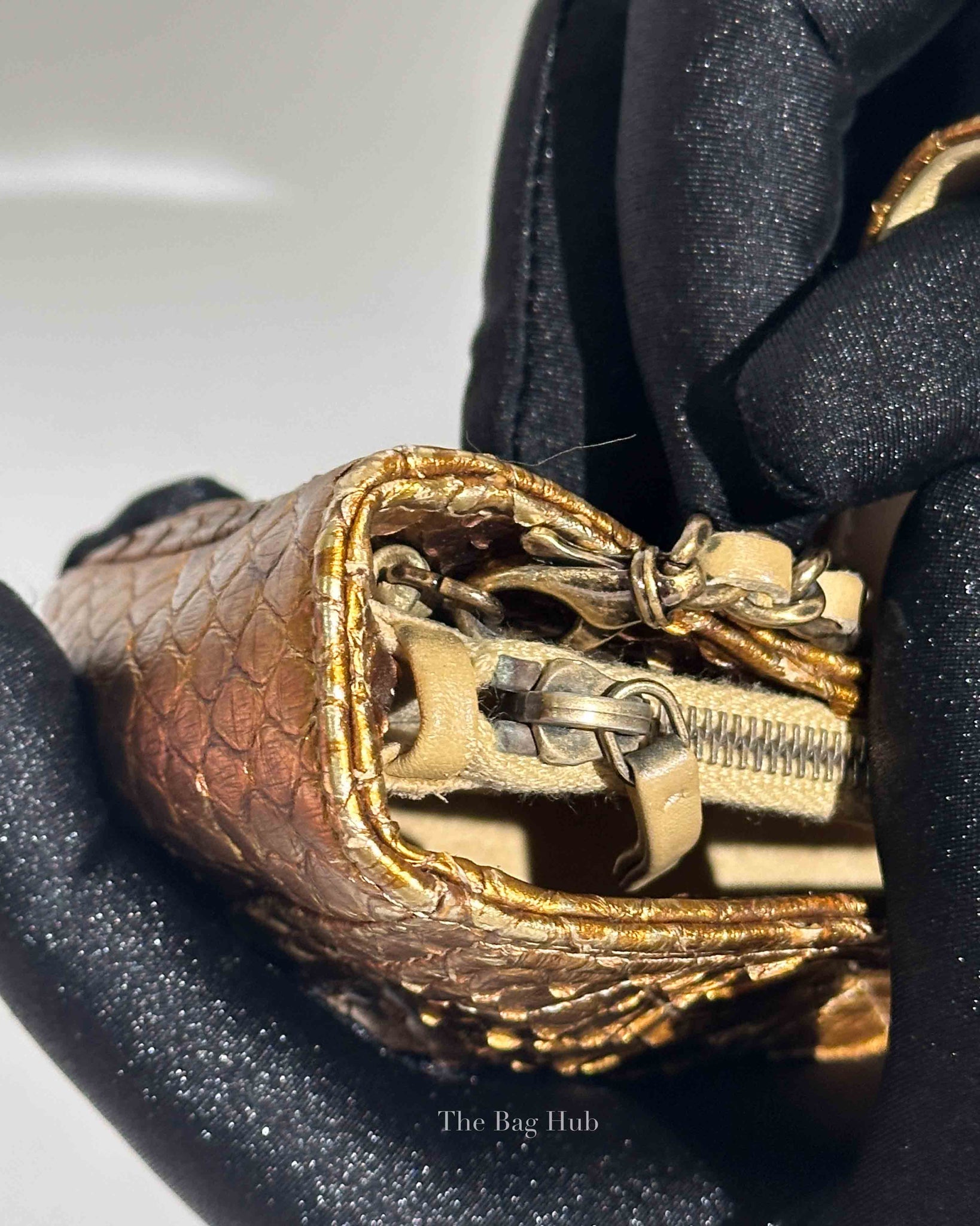 Chanel Gold Python Leather Phone Holder Chain Clutch GHW