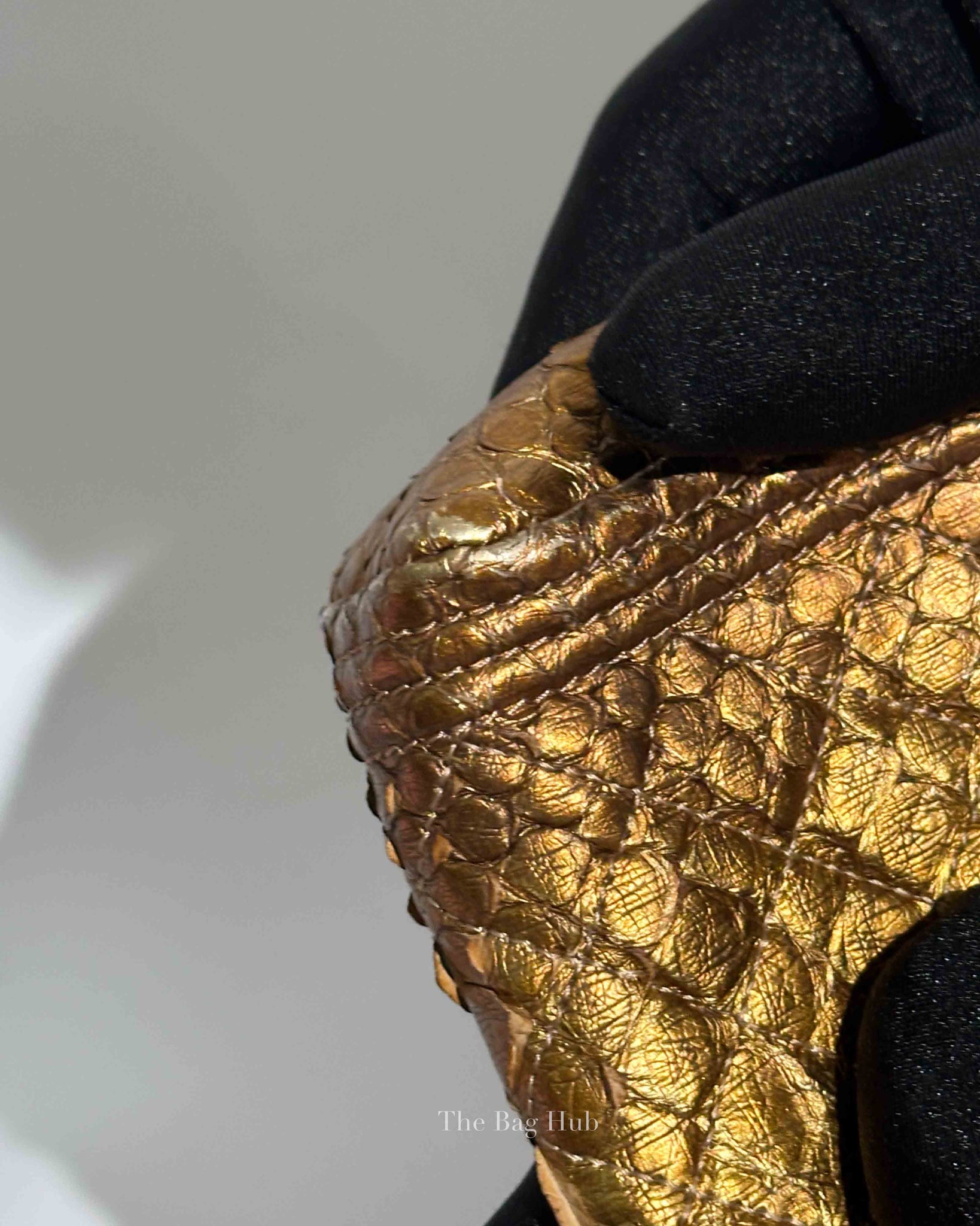 Chanel Gold Python Leather Phone Holder Chain Clutch GHW