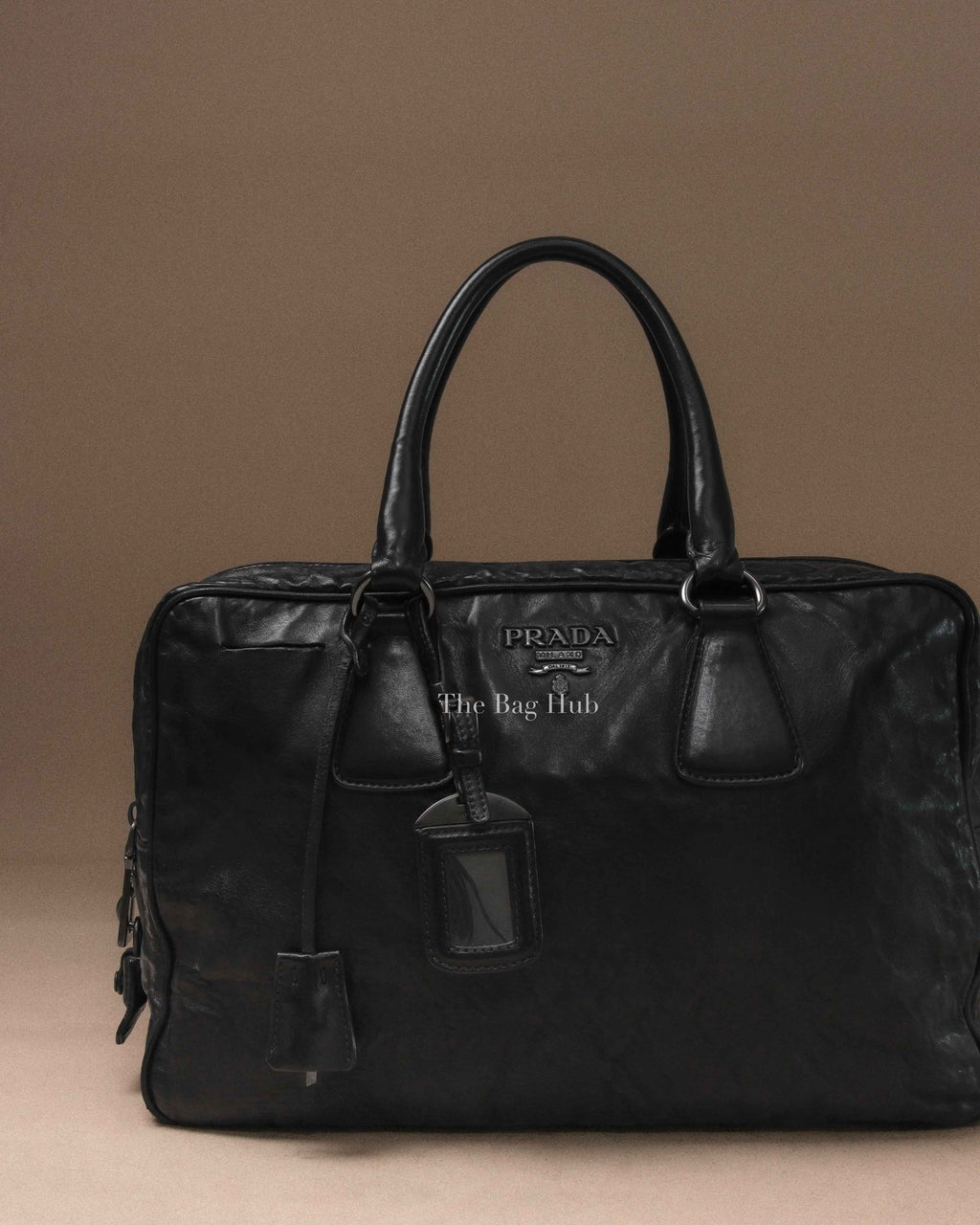 Prada Black Nappa Antique Leather Tote Bag BL094F