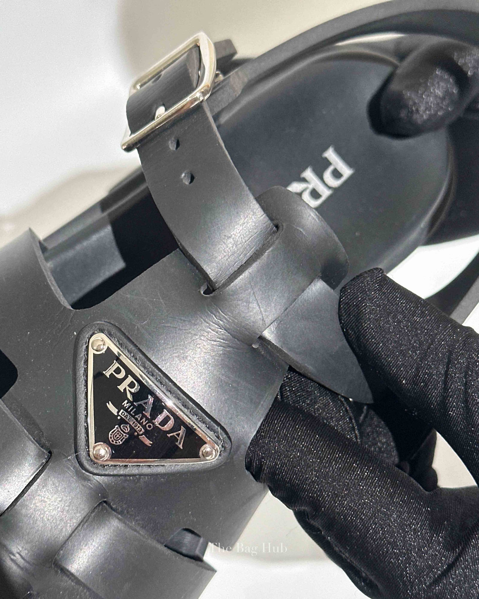 Prada Black Rubber Monolith Sandals Size 38