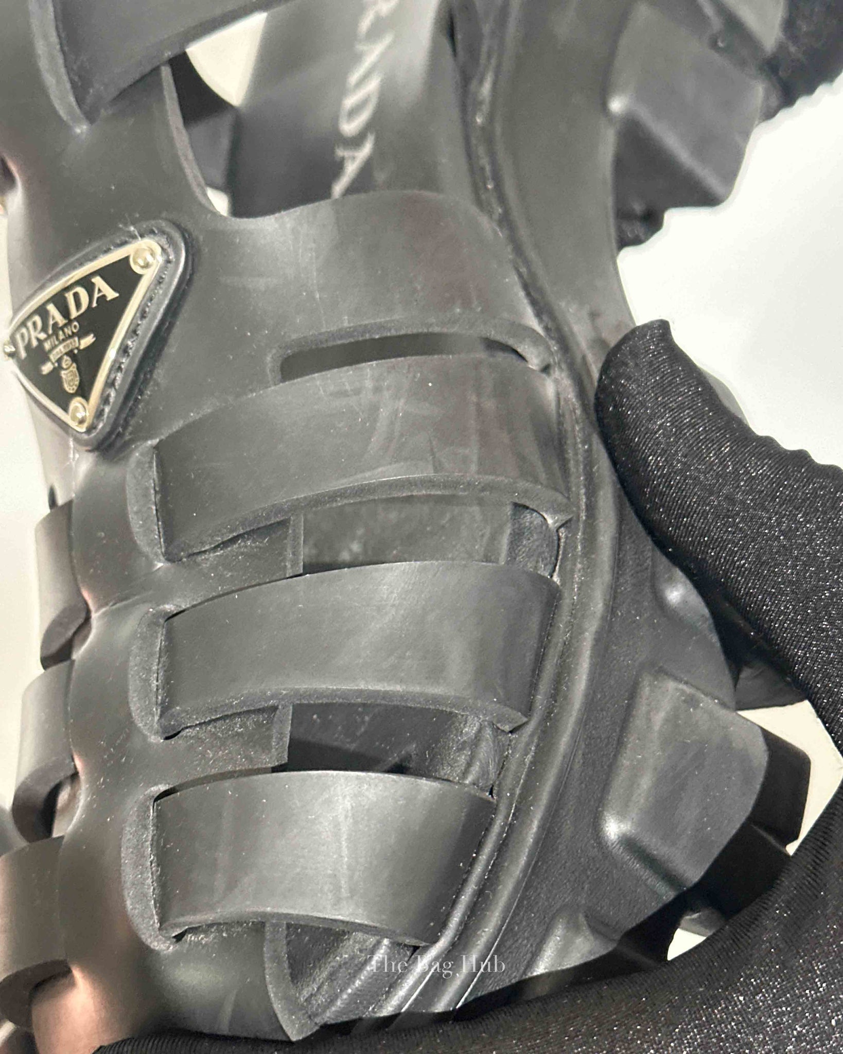 Prada Black Rubber Monolith Sandals Size 38