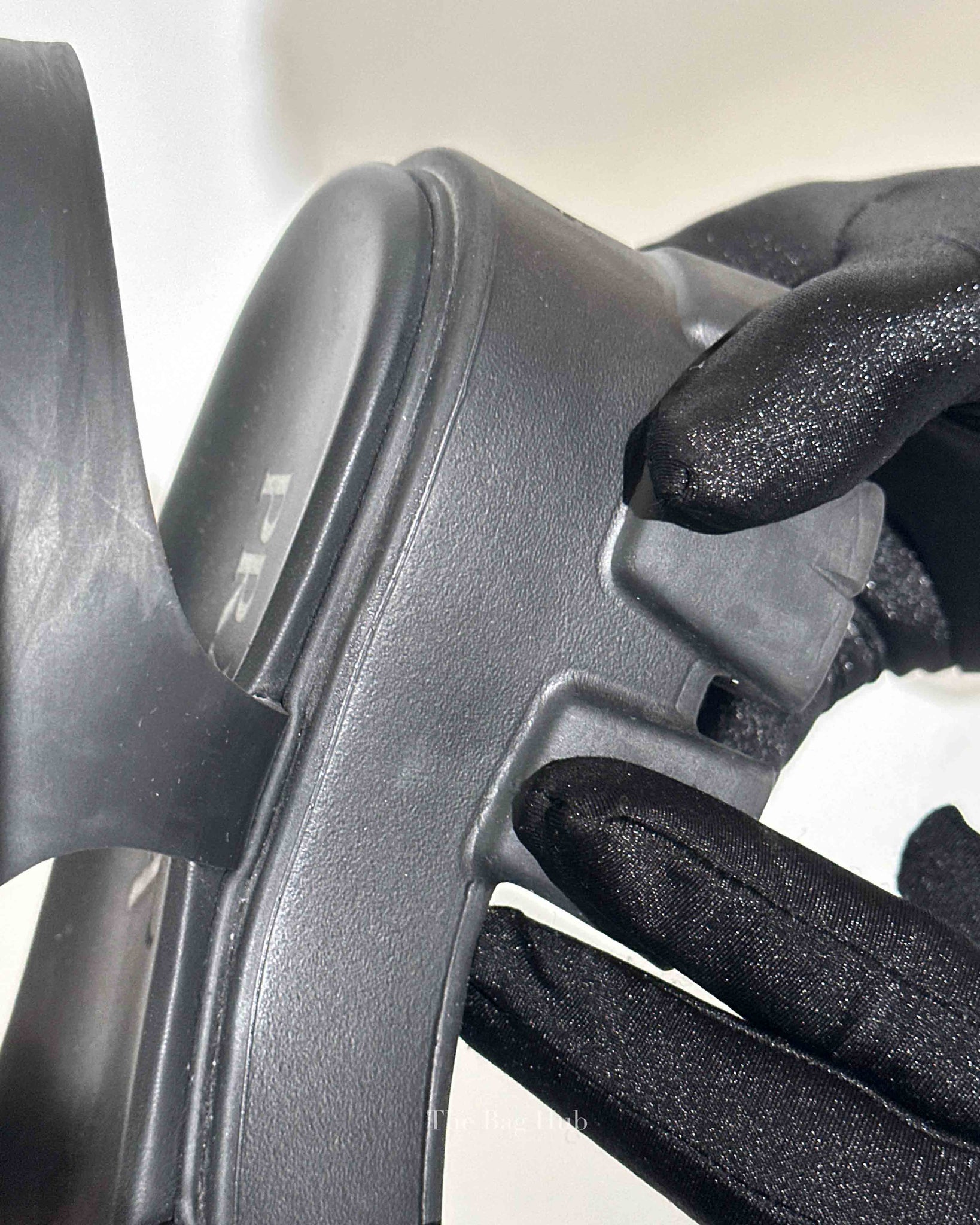 Prada Black Rubber Monolith Sandals Size 38