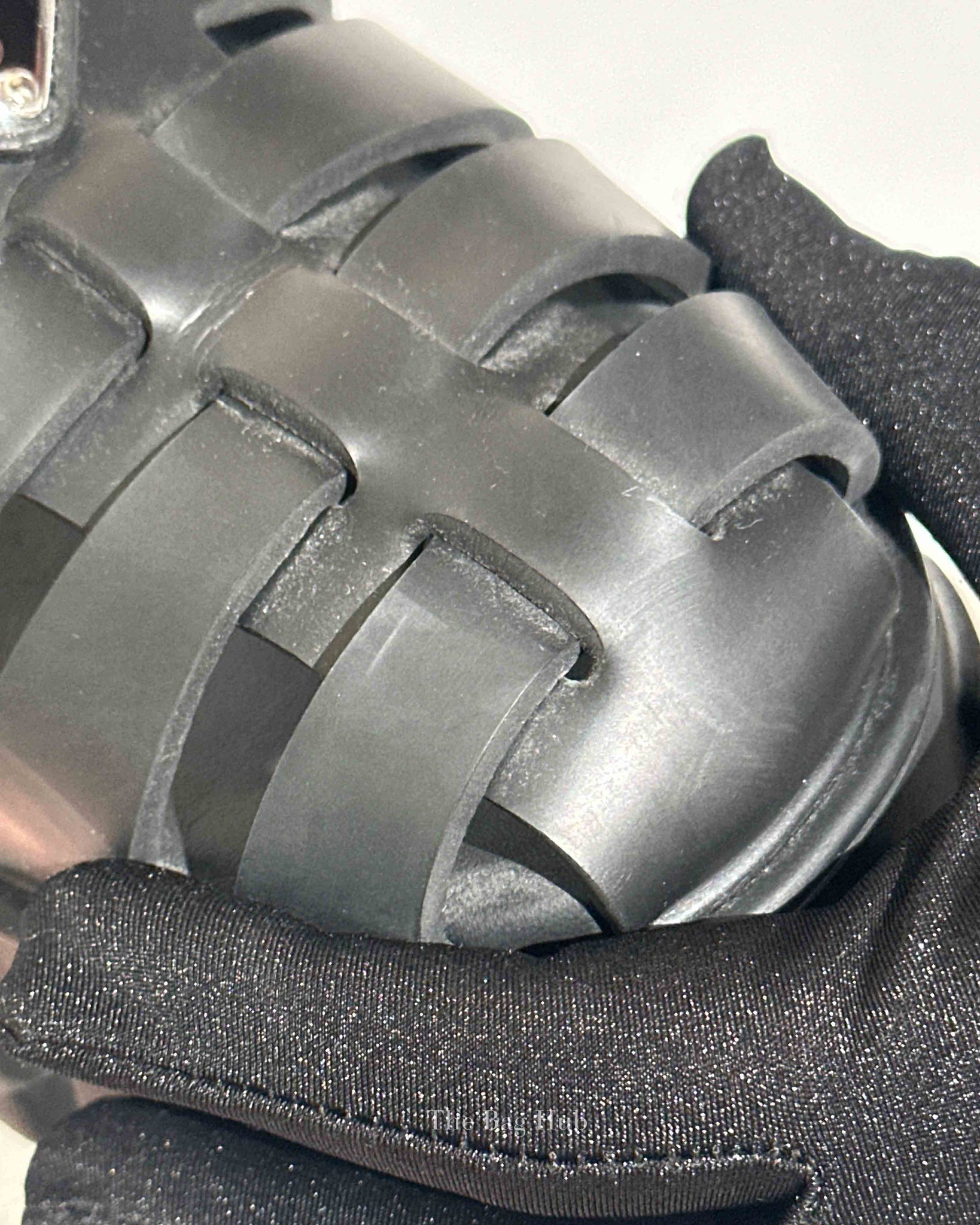 Prada Black Rubber Monolith Sandals Size 38