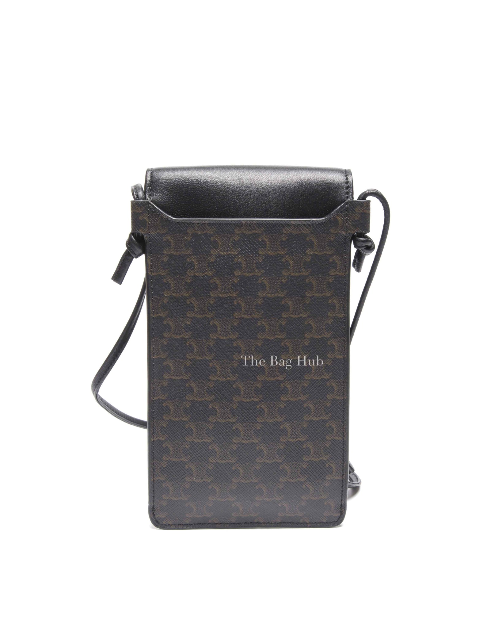 Celine Black Canvas/Lambskin Triomphe Phone Pouch