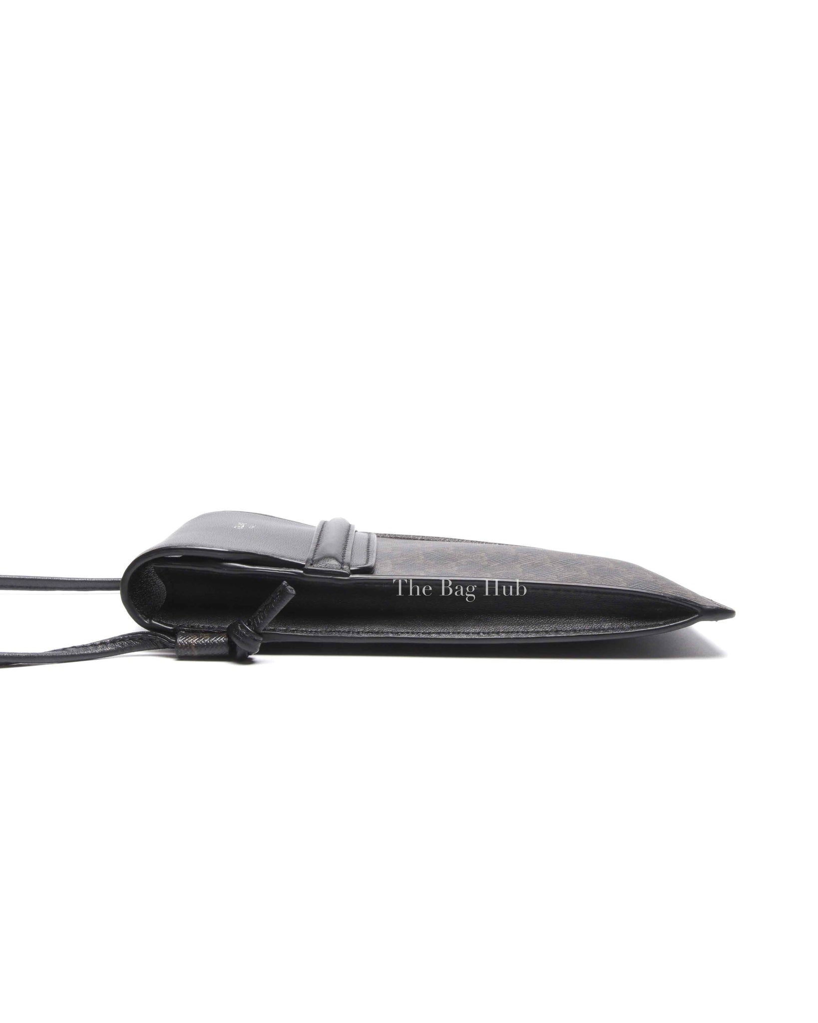 Celine Black Canvas/Lambskin Triomphe Phone Pouch