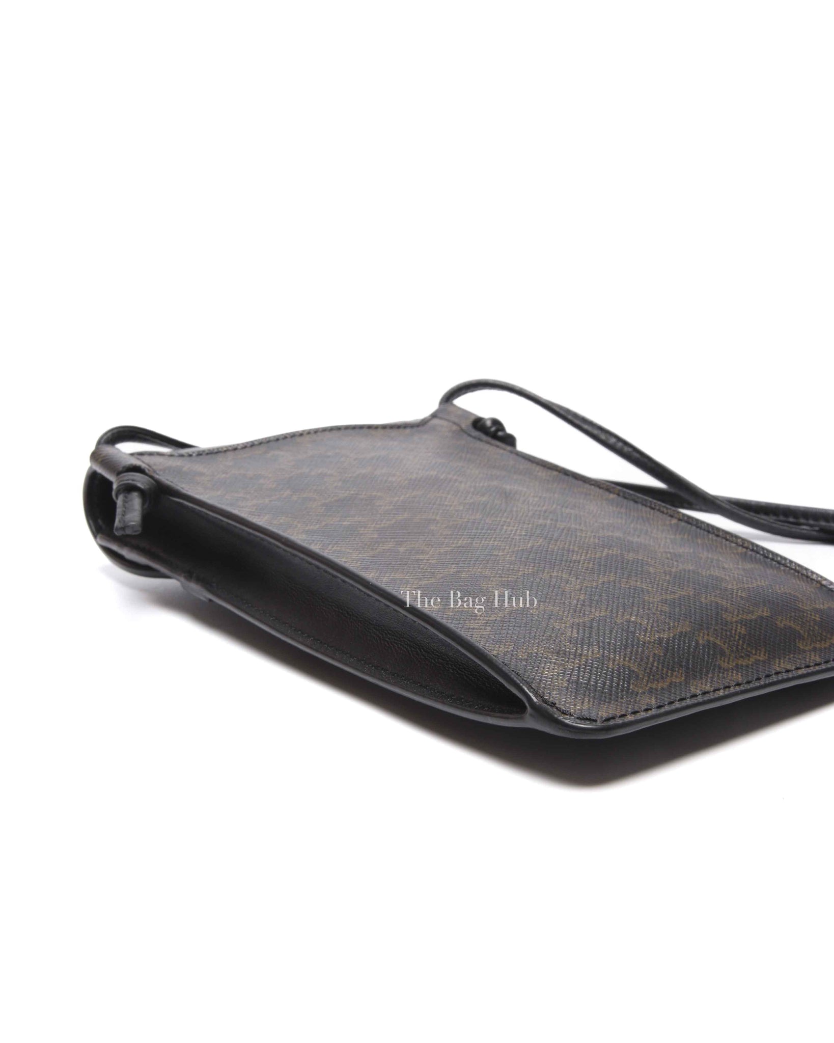 Celine Black Canvas/Lambskin Triomphe Phone Pouch