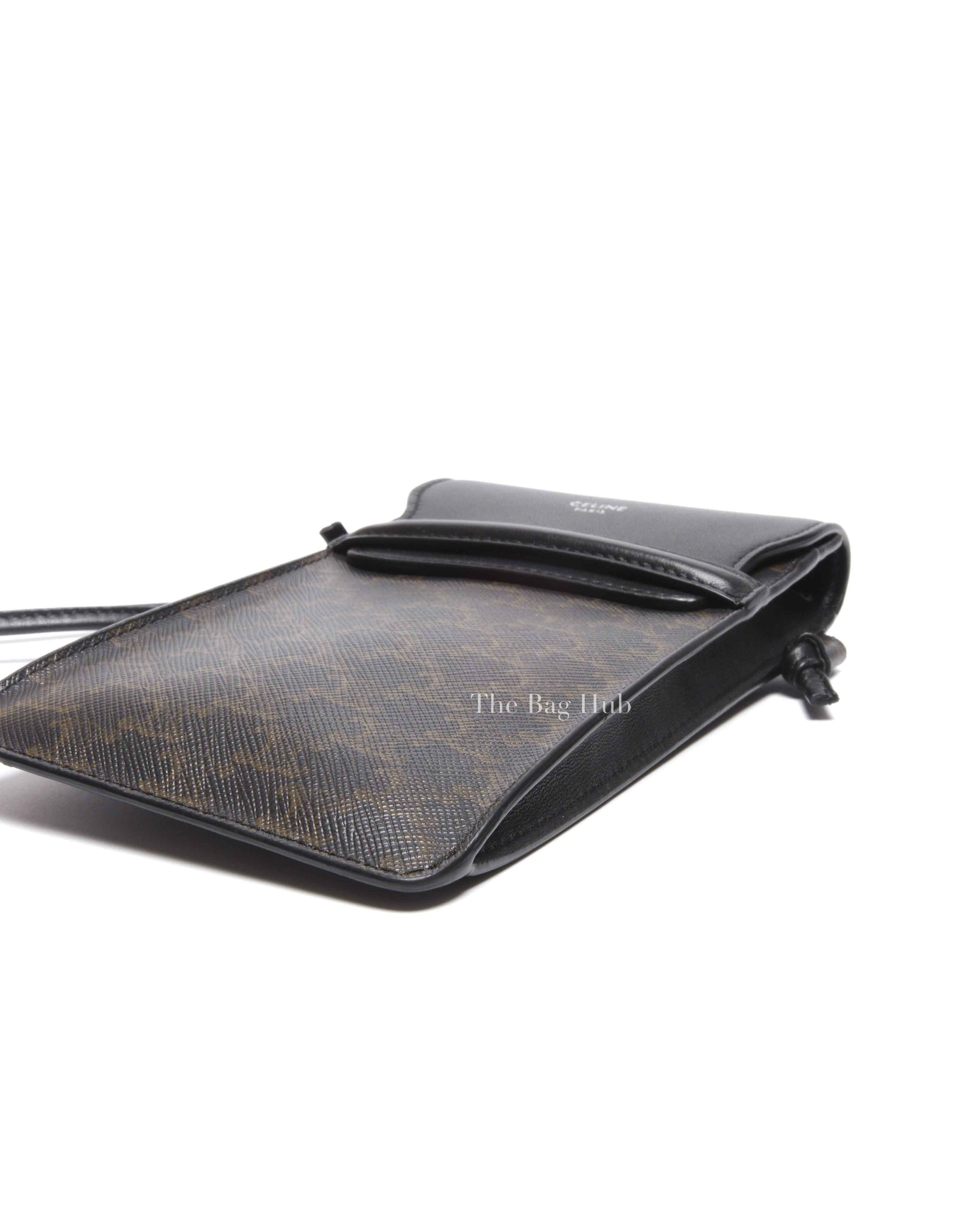 Celine Black Canvas/Lambskin Triomphe Phone Pouch