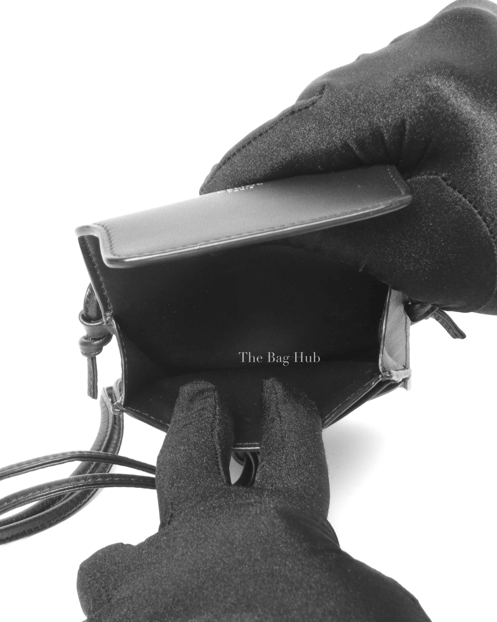 Celine Black Canvas/Lambskin Triomphe Phone Pouch