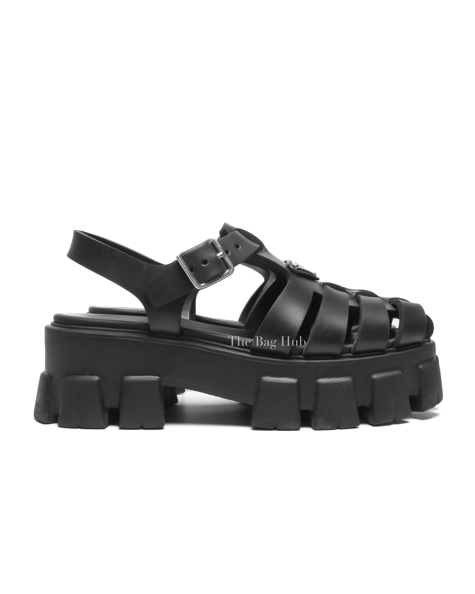 Prada Black Rubber Monolith Sandals Size 38