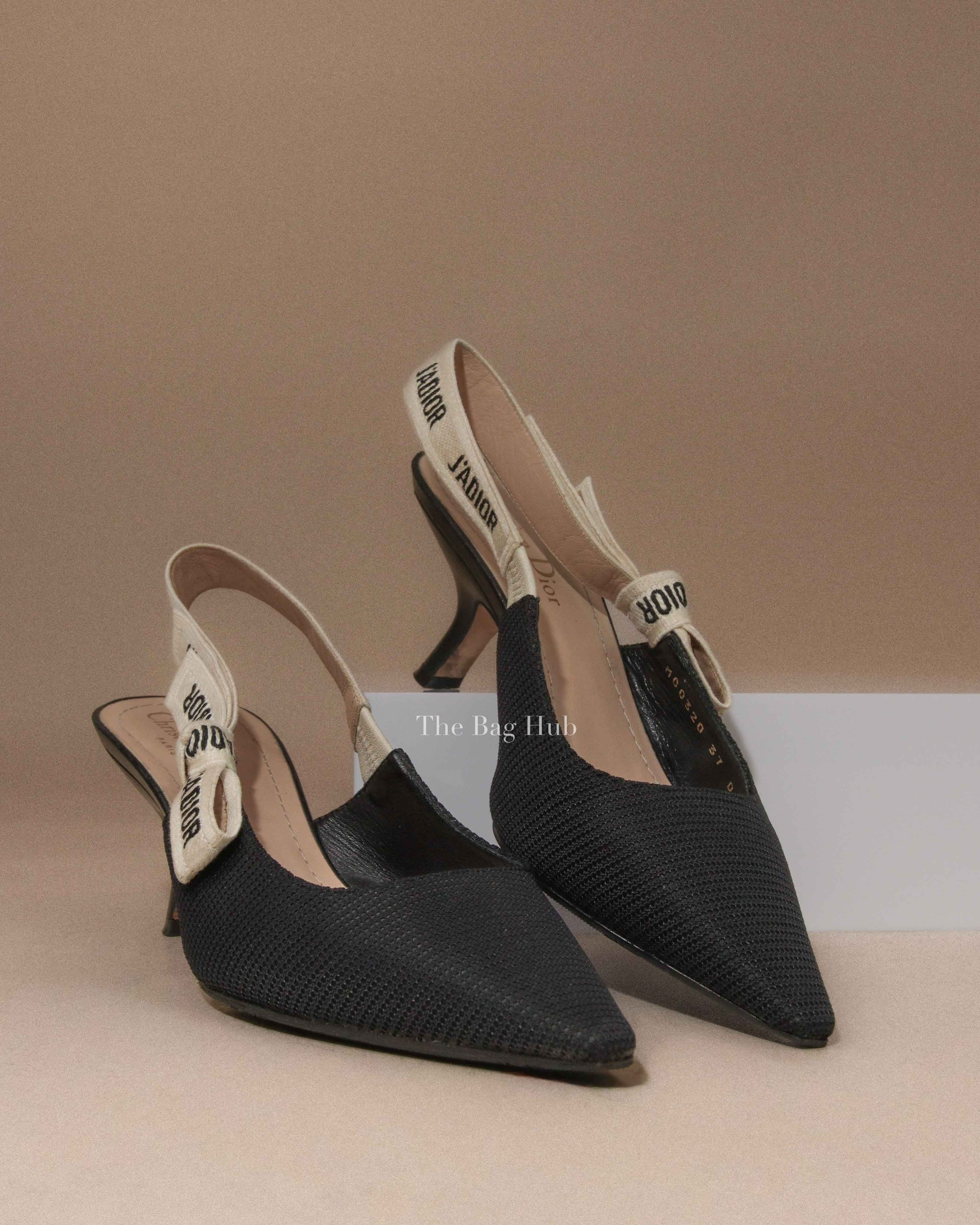 Dior Black Technical Fabric J'Adior Slingback Pump Size 37 D