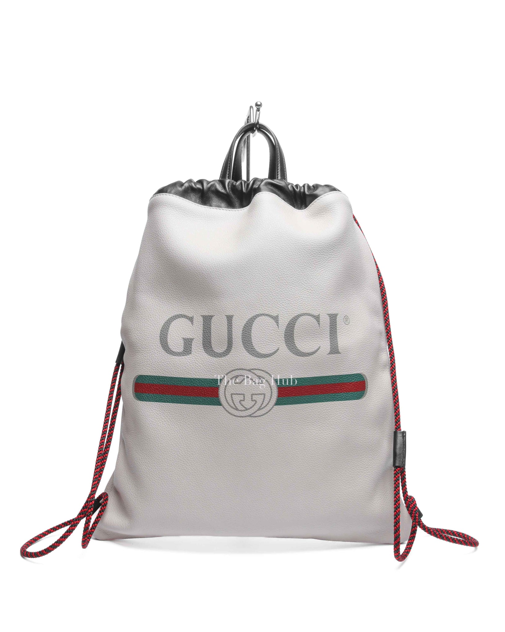 Gucci White Cream Calfskin Leather Drawstring Convertible Backpack | Designer Brand | Authentic Gucci