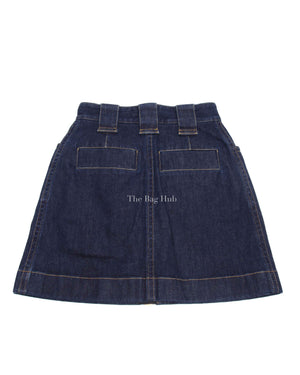 Louis Vuitton Indigo Blue XXL Zipper Denim Mini Skirt Size 36