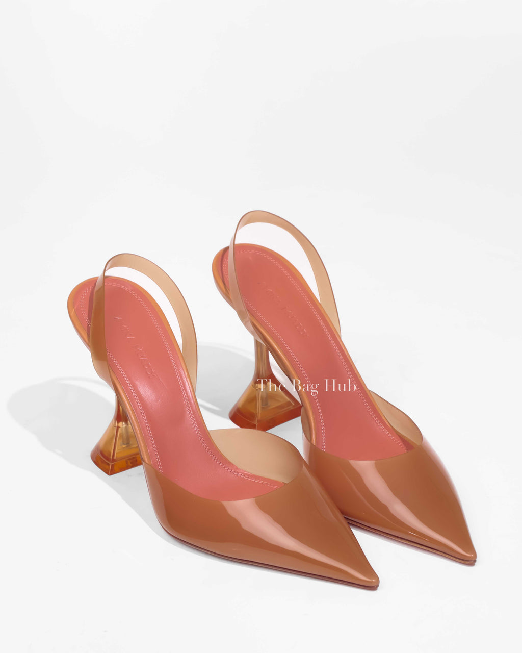 Amina Muaddi Nude PVC Holli Glass Slingback Pumps 95mm Size 37.5-1