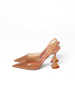 Amina Muaddi Nude PVC Holli Glass Slingback Pumps 95mm Size 37.5-6