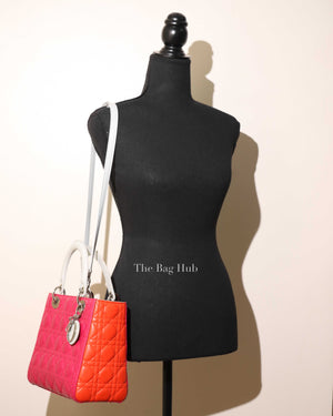 Dior Fuchsia/Orange/Light Blue Cannage Medium Lady Dior Shoulder Bag
