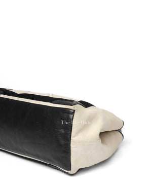 Balenciaga Beige/Black Canvas/Calfskin Navy Medium Cabas Tote Bag