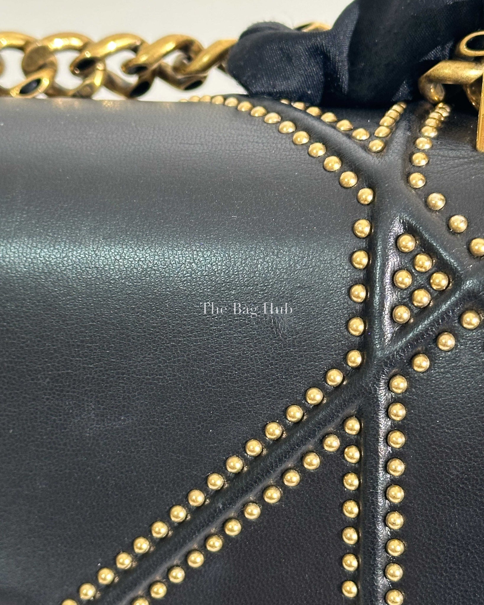 Dior Black Lambskin Small Studded Diorama Flap Shoulder Bag