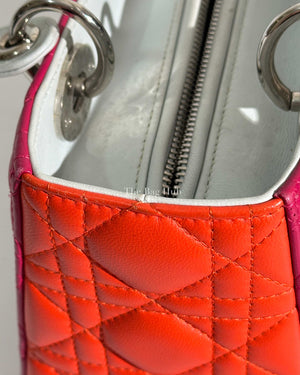 Dior Fuchsia/Orange/Light Blue Cannage Medium Lady Dior Shoulder Bag