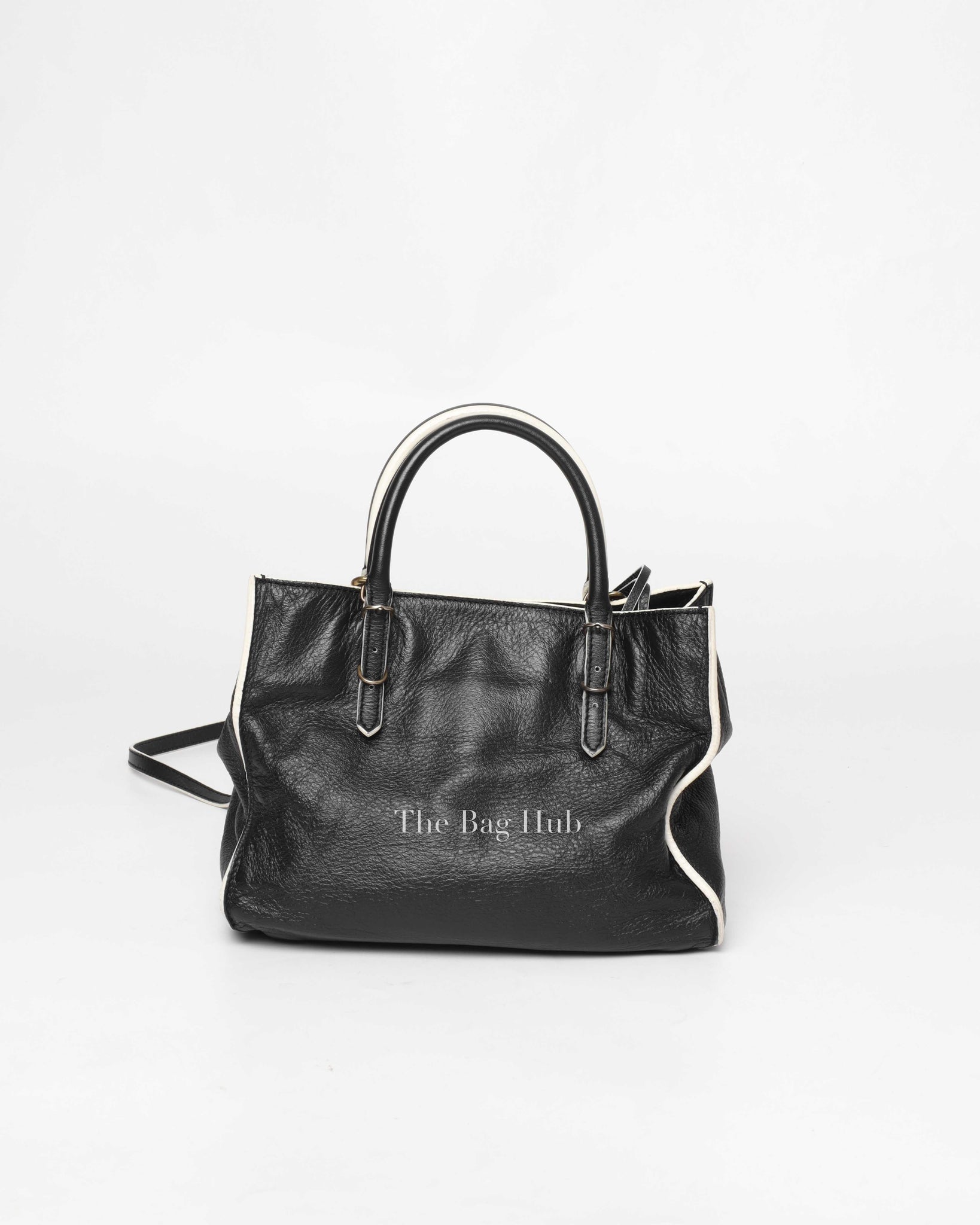 Balenciaga Black/White Leather Mini Papier A4 Crossbody Bag-3