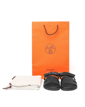 Hermes Black Chypre Sandals Size 36.5