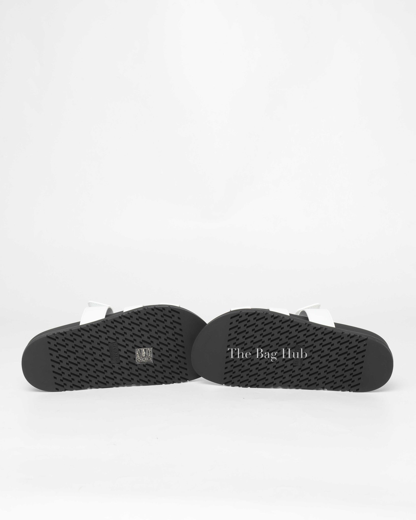 Hermes White/Black Chypre Sandals Size 36.5