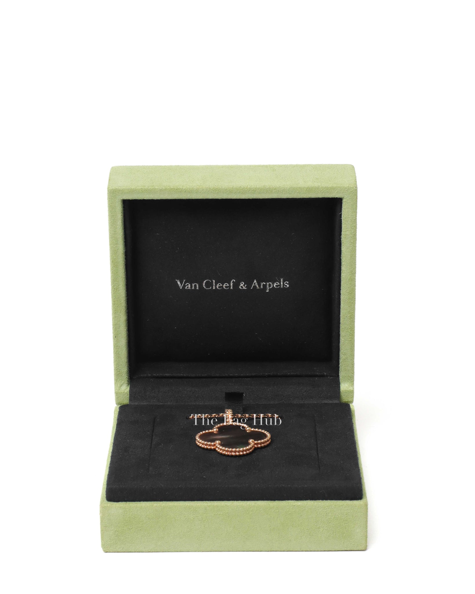 Van Cleef & Arpels Magic Alhambra 1 Motif Long Necklace 18K Rose Gold Grey Mother of Pearl