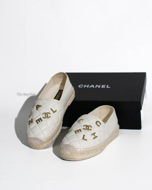 Chanel White Leather Espadrilles Size 37C-1